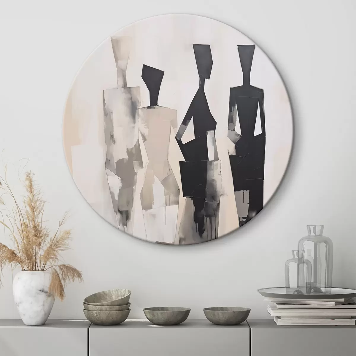 Tableaux rondes Silhouettes abstraites de personnes r45758