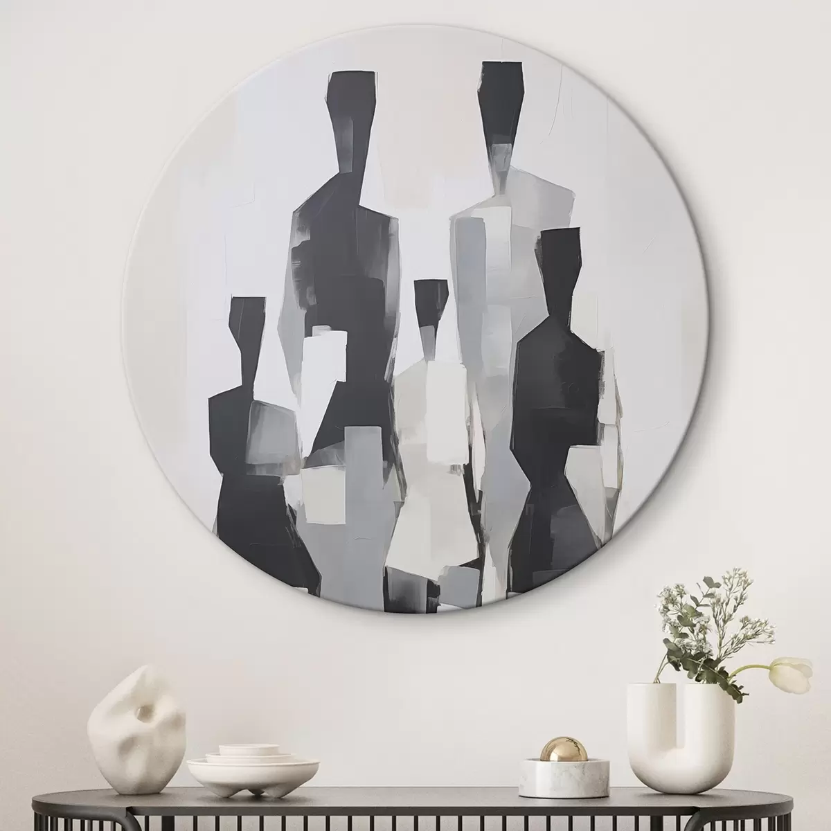 Tableaux rondes Silhouettes abstraites r45759