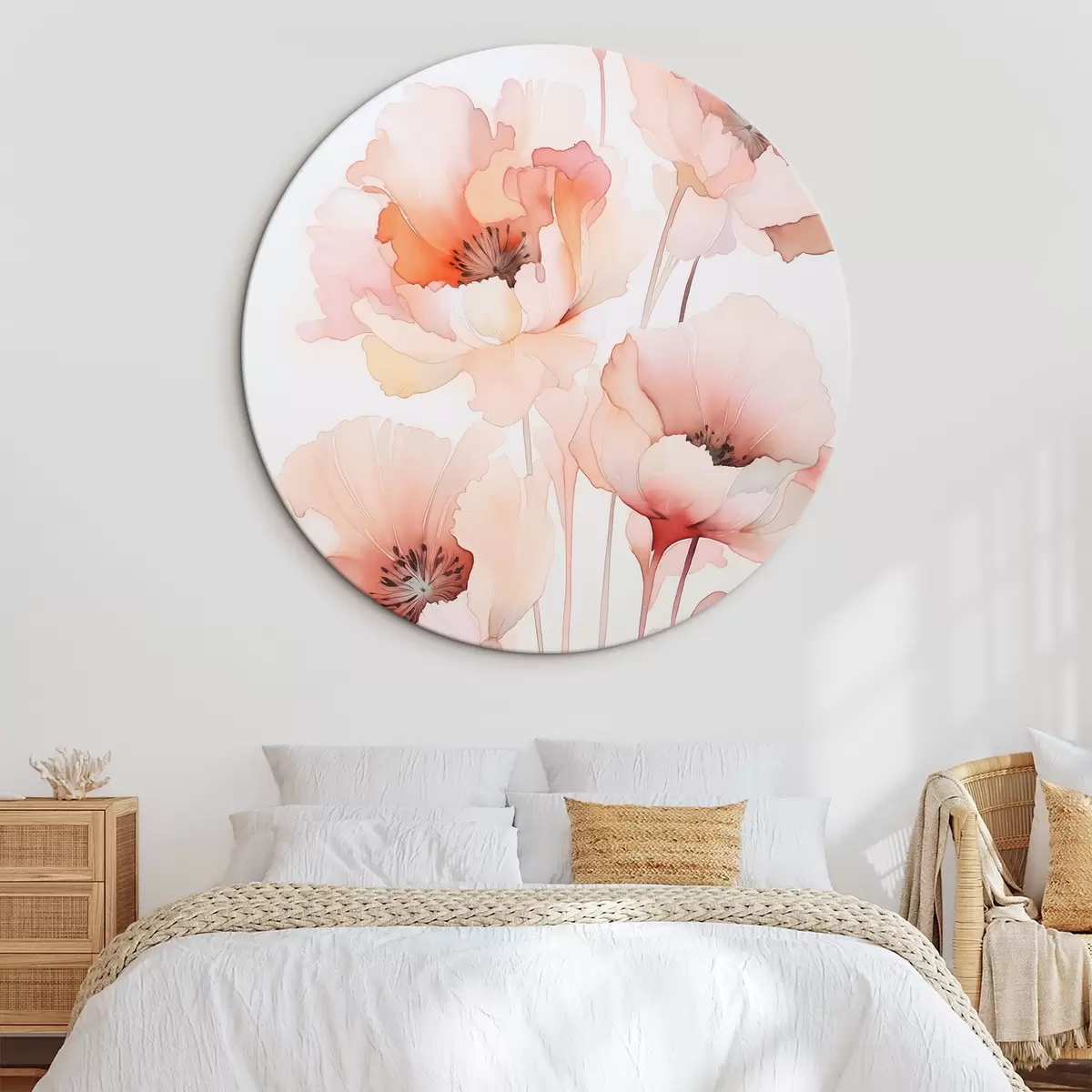 Tableaux rondes Imitation aquarelle de coquelicots r45760