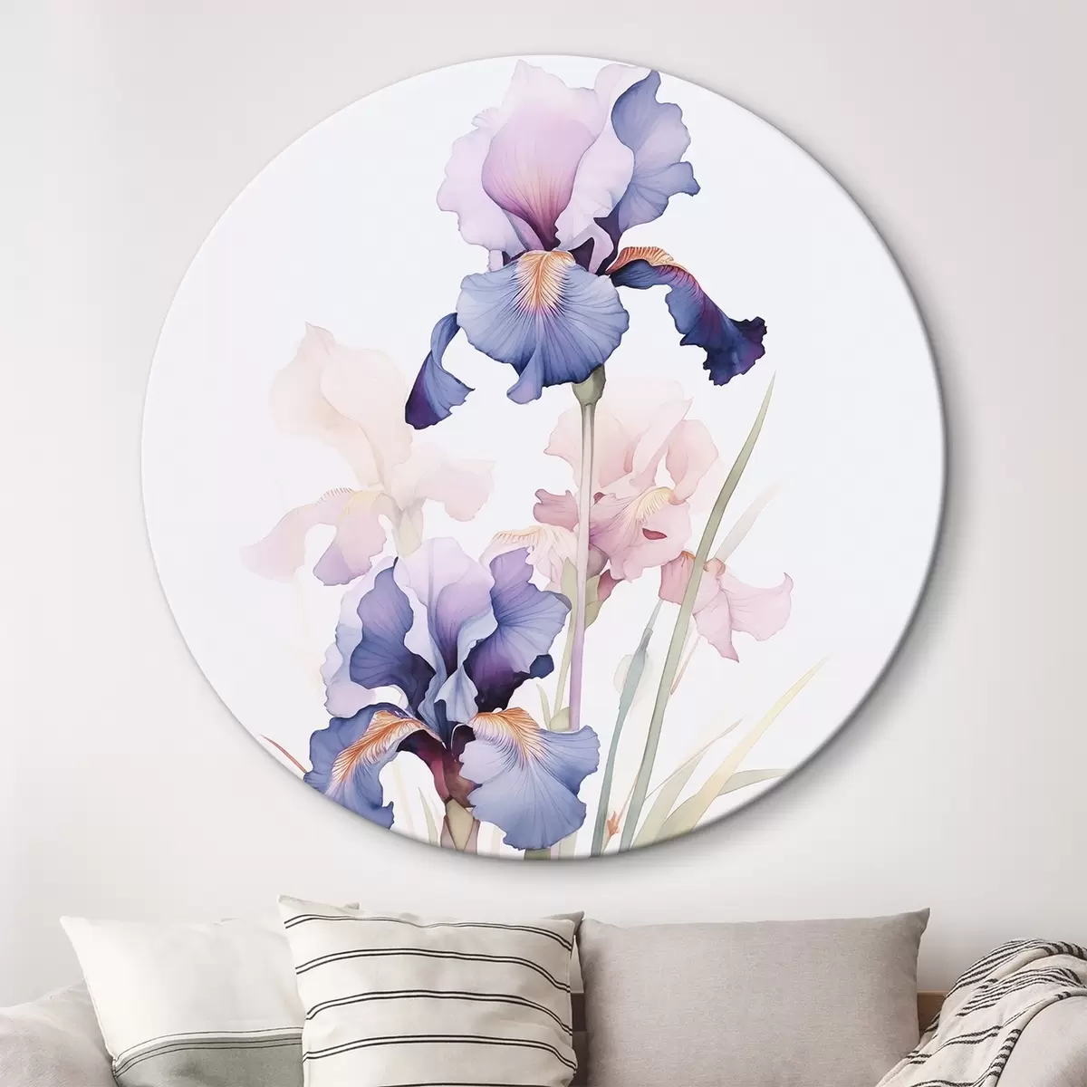 Tableaux rondes Iris imitation aquarelle r45762