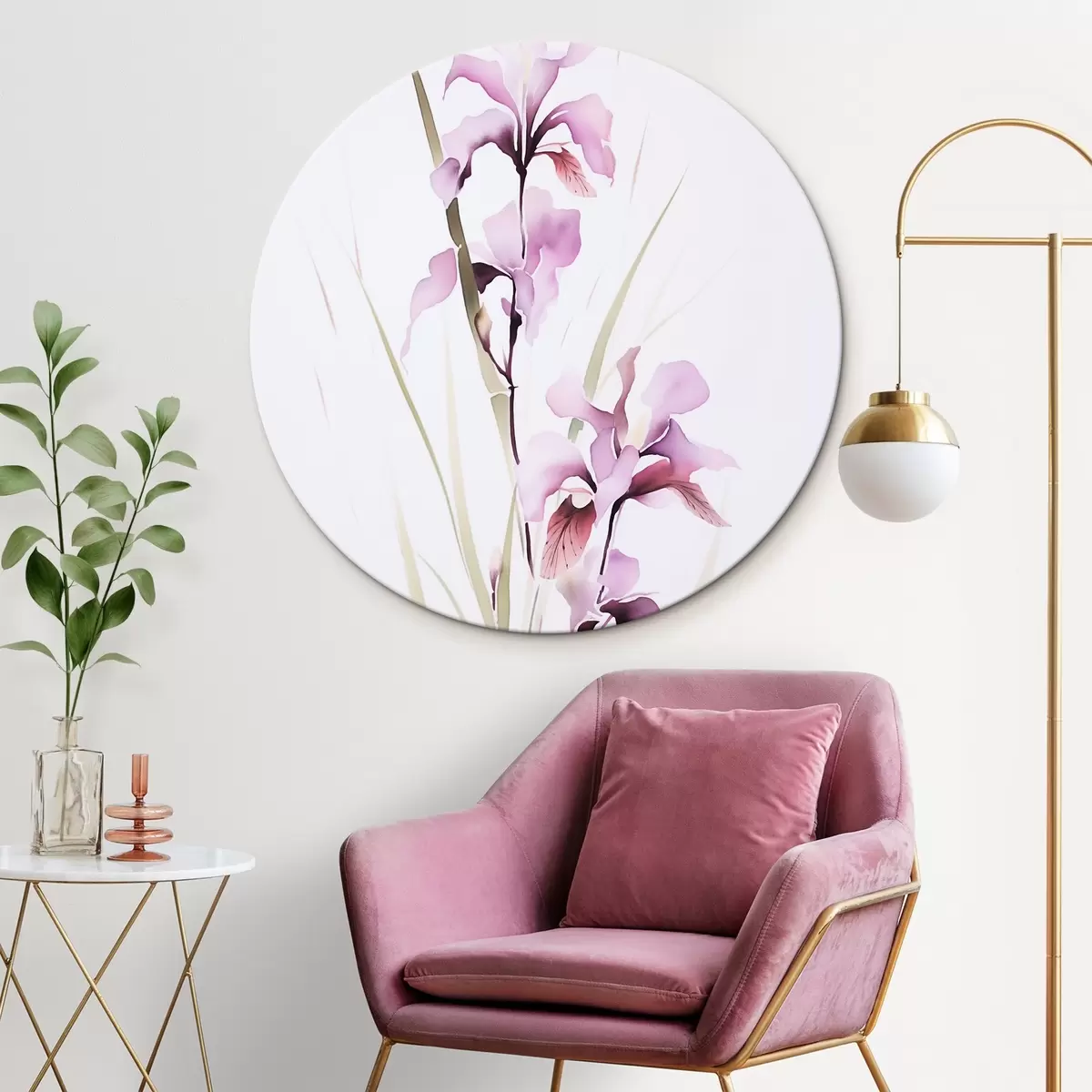 Tableaux rondes Fleurs imitation aquarelle r45763
