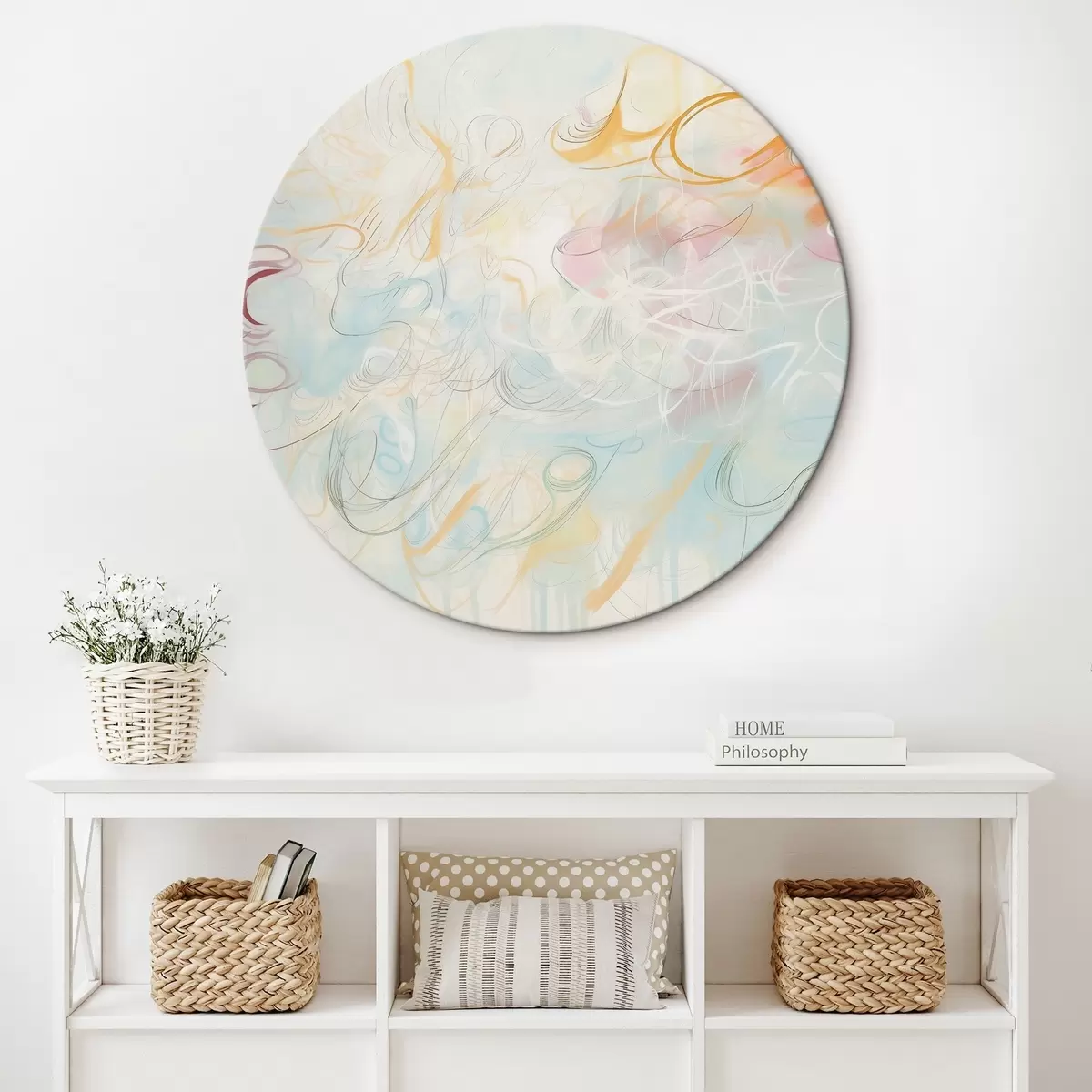 Tableaux rondes Abstraction avec des gribouillages r45772