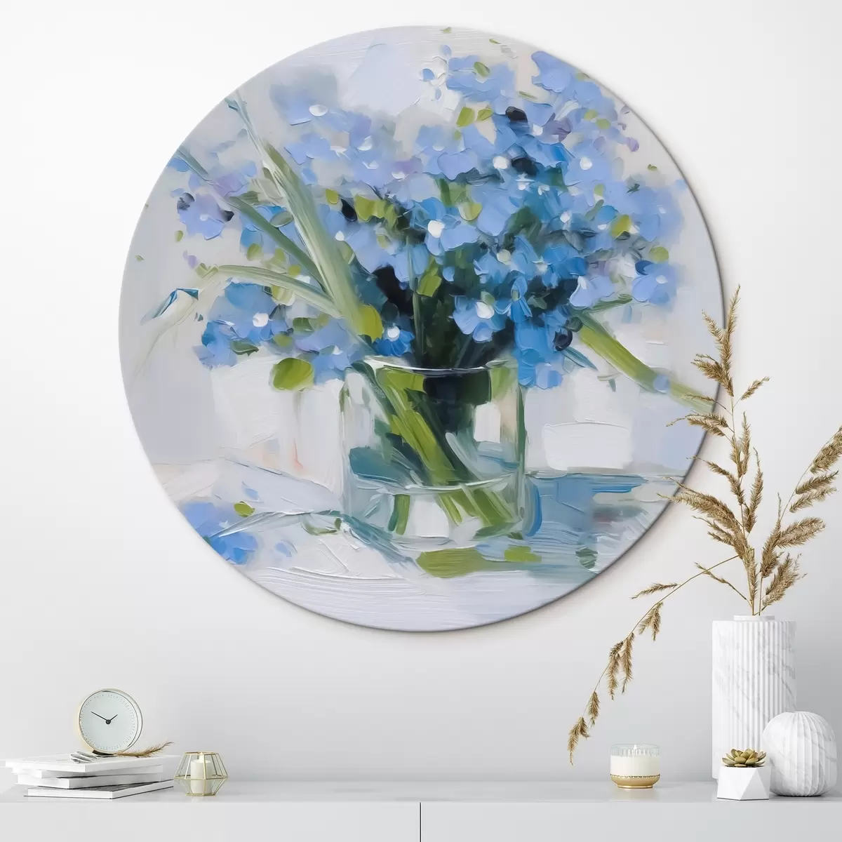 Tableaux rondes Fleurs délicates dans un vase en verre r45773