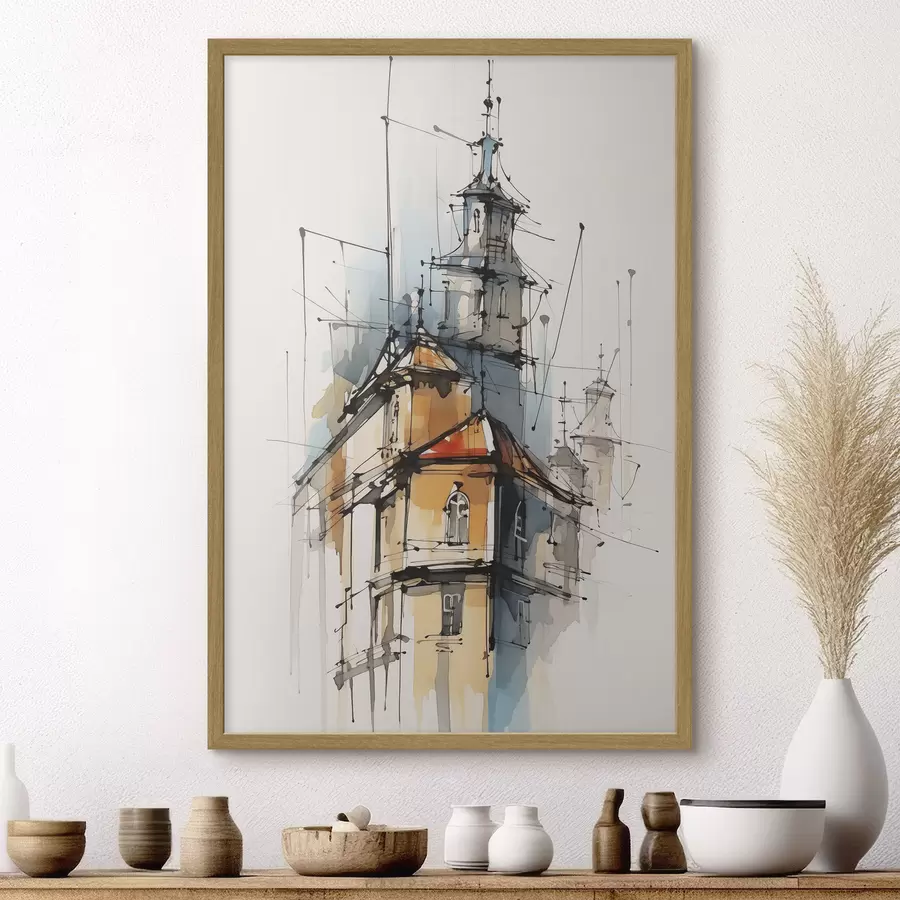 Papier peint Maisons imitation croquis et aquarelle f45765