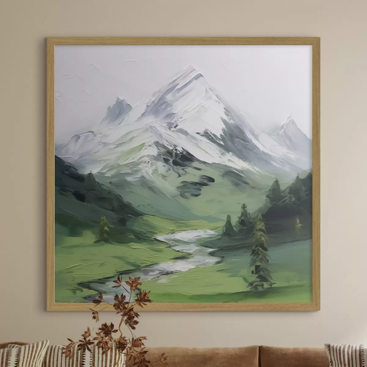 Poster Peinture imitant une vallée montagneuse f45775