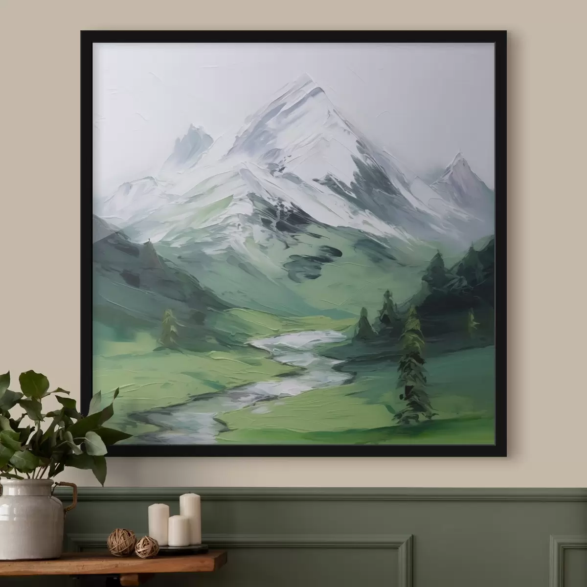 Poster Peinture imitant une vallée montagneuse f45775