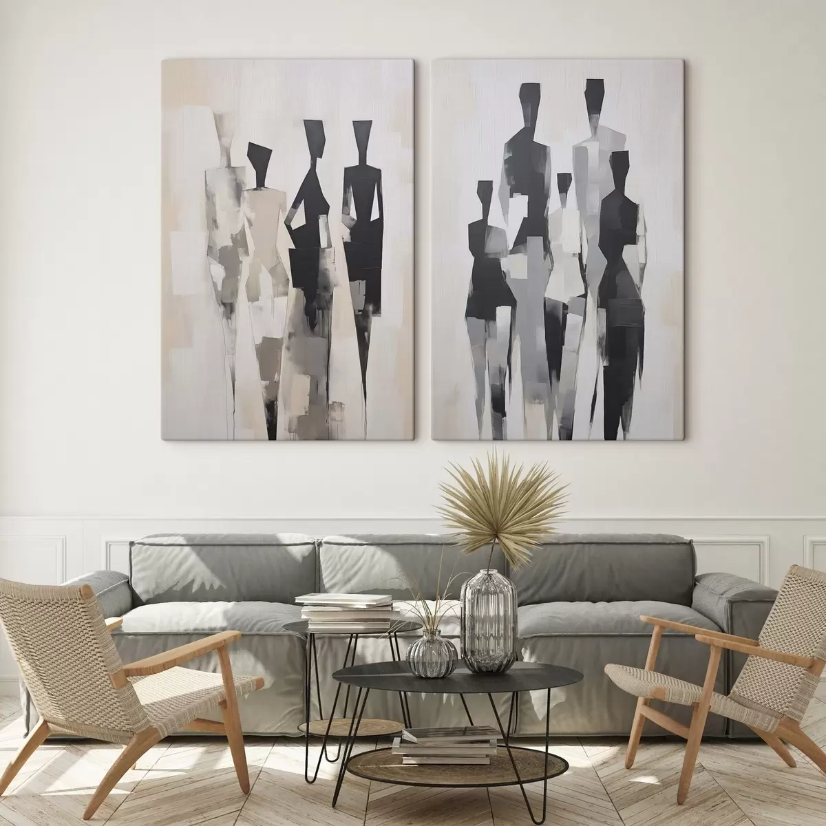 Tableau Silhouettes abstraites de personnes m00722