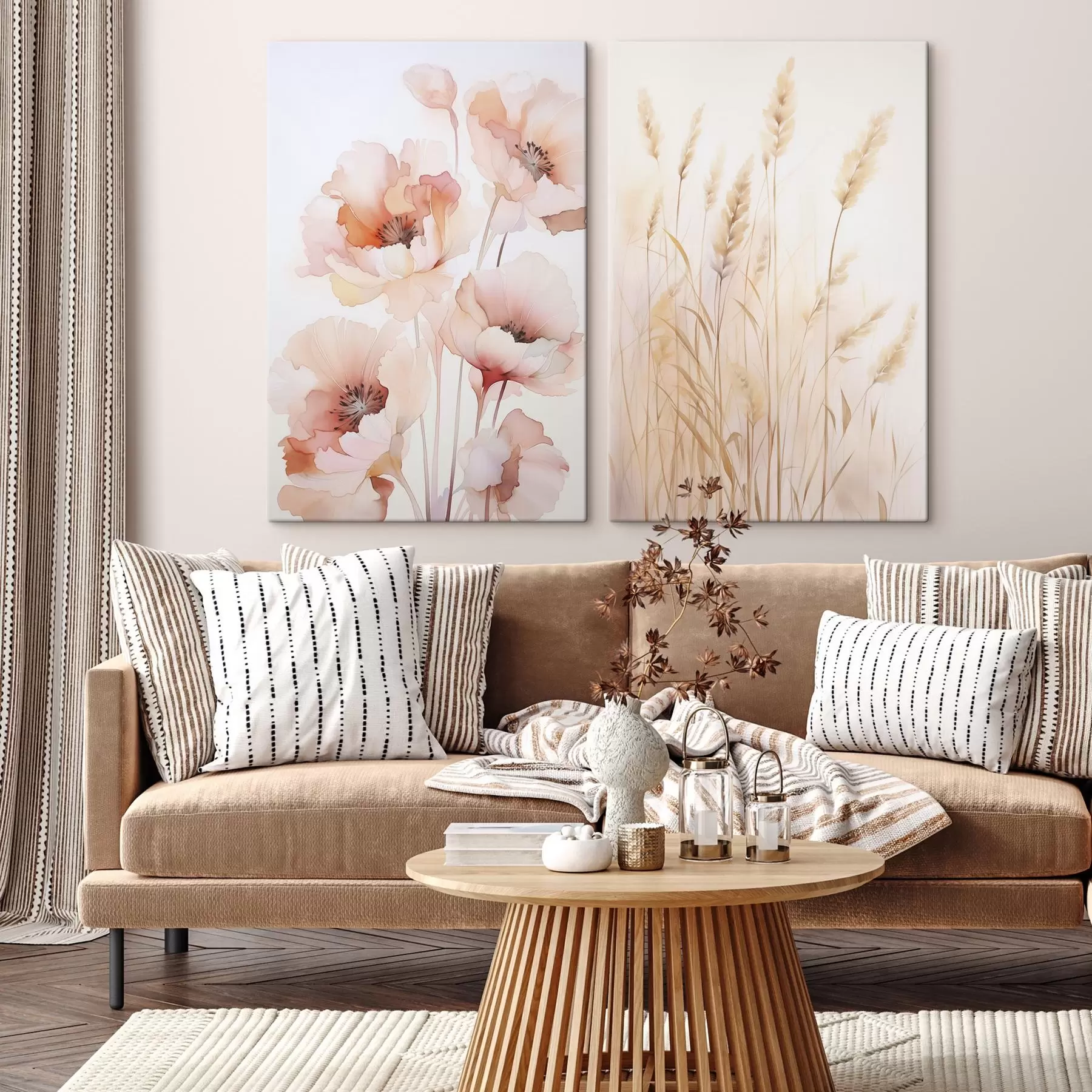 Tableau Imitation aquarelle de coquelicots et d'épillets m00723