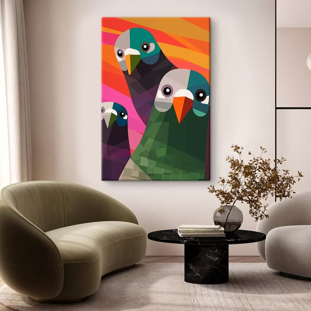 Tableau Trois pigeons s45798
