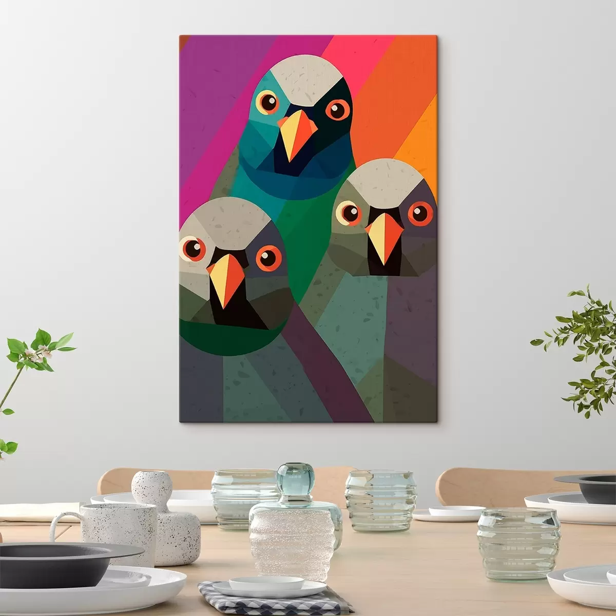 Tableau Trois pigeons s45799