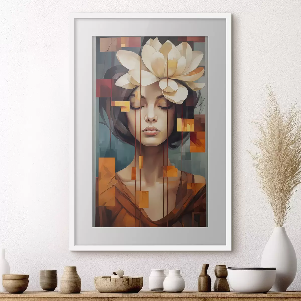 Poster Femme avec une fleur f45796