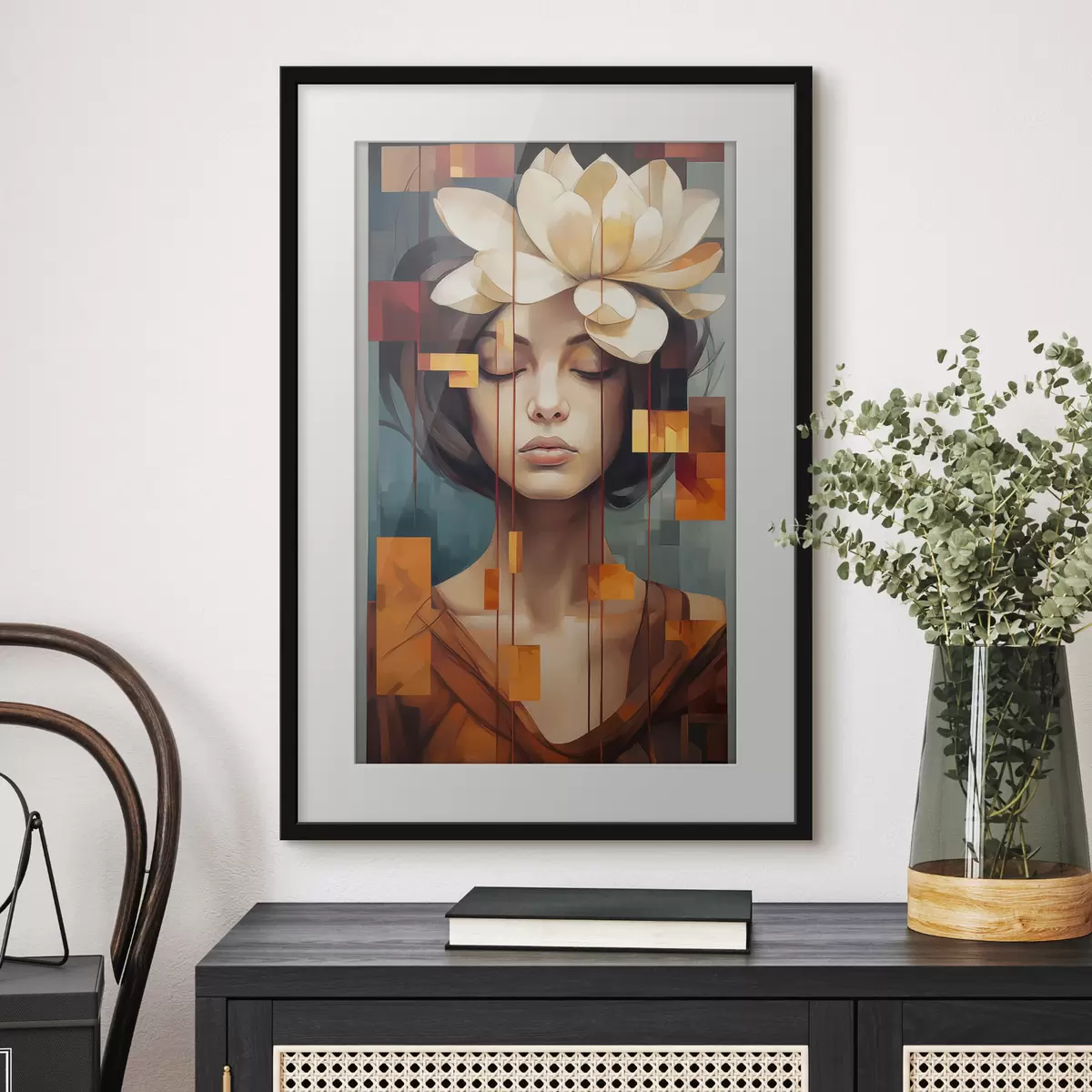 Poster Femme avec une fleur f45796