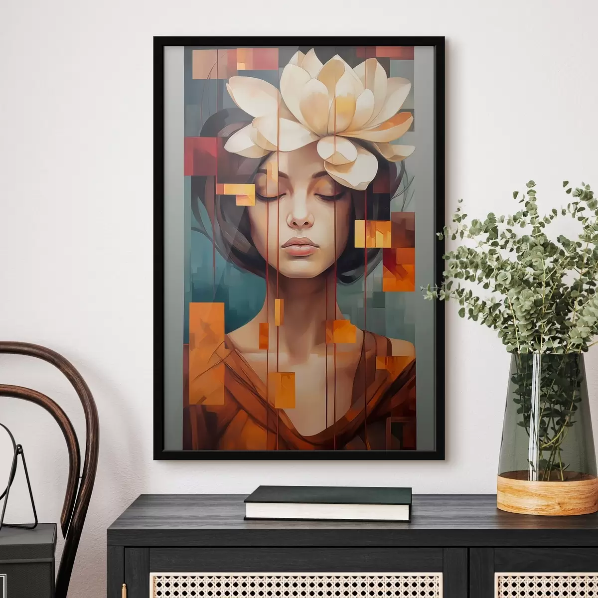 Poster Femme avec une fleur f45796