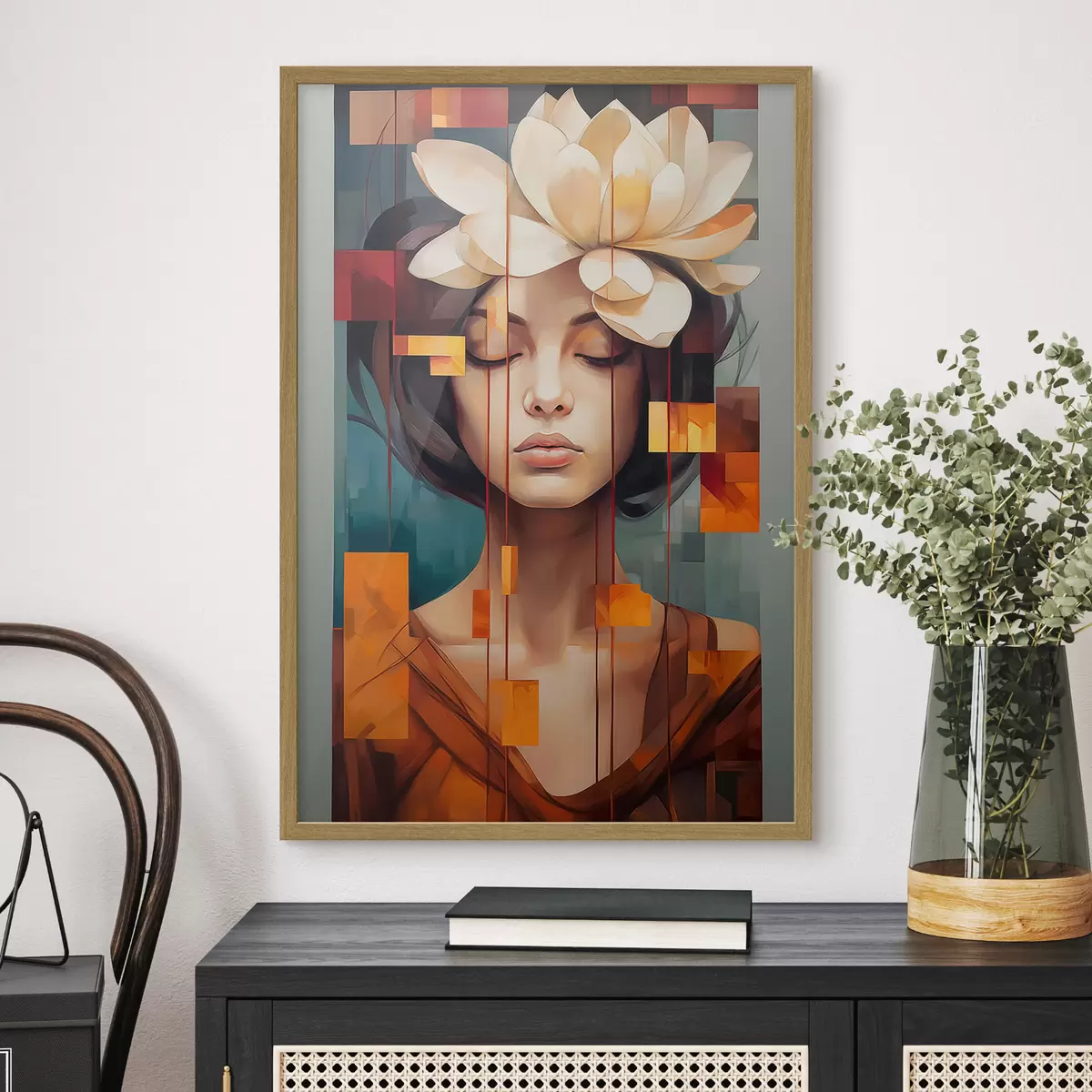 Poster Femme avec une fleur f45796