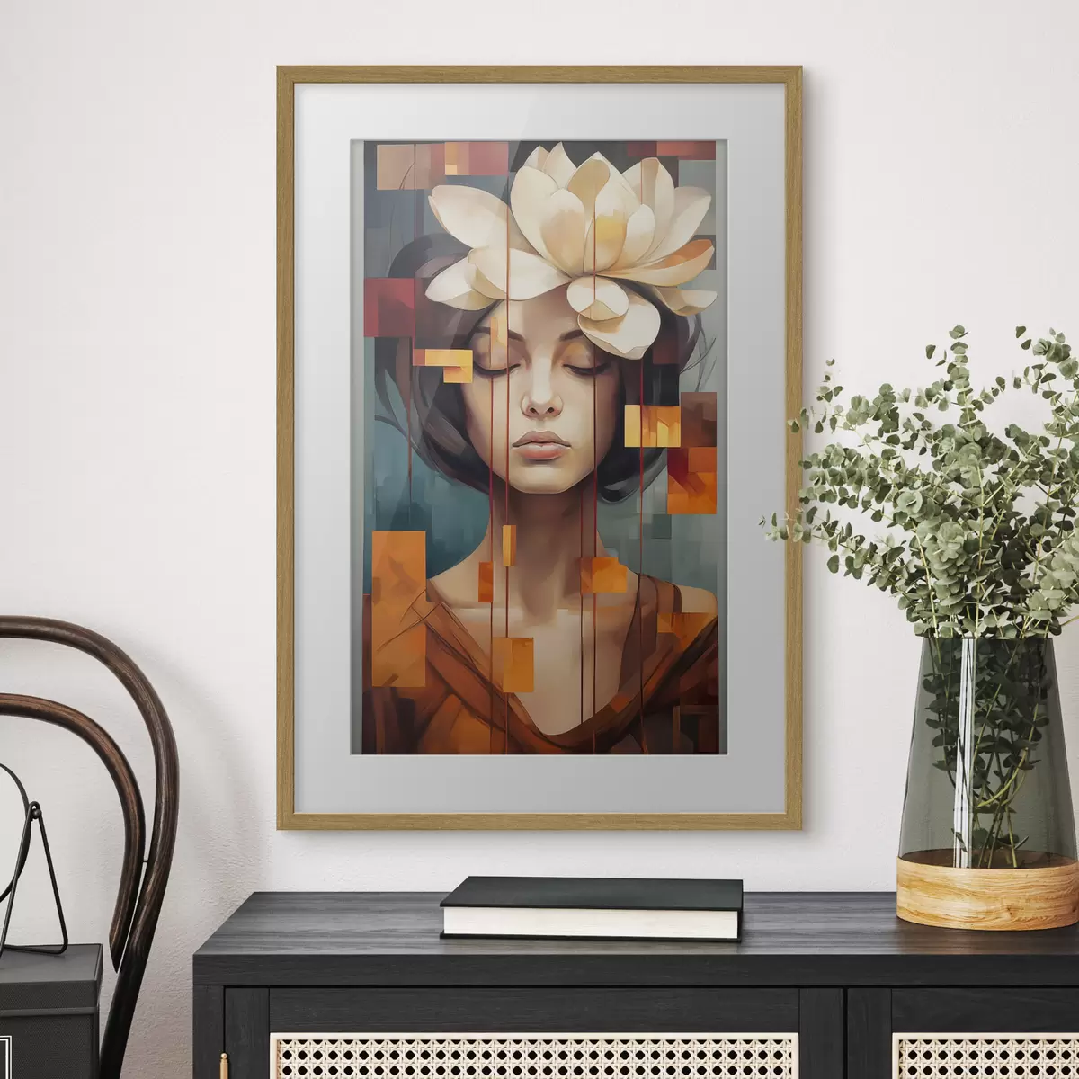 Poster Femme avec une fleur f45796