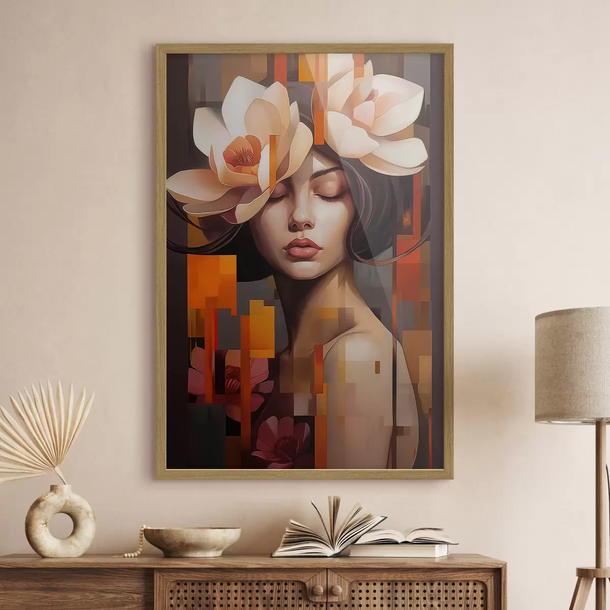 Poster Femme avec une fleur f45797