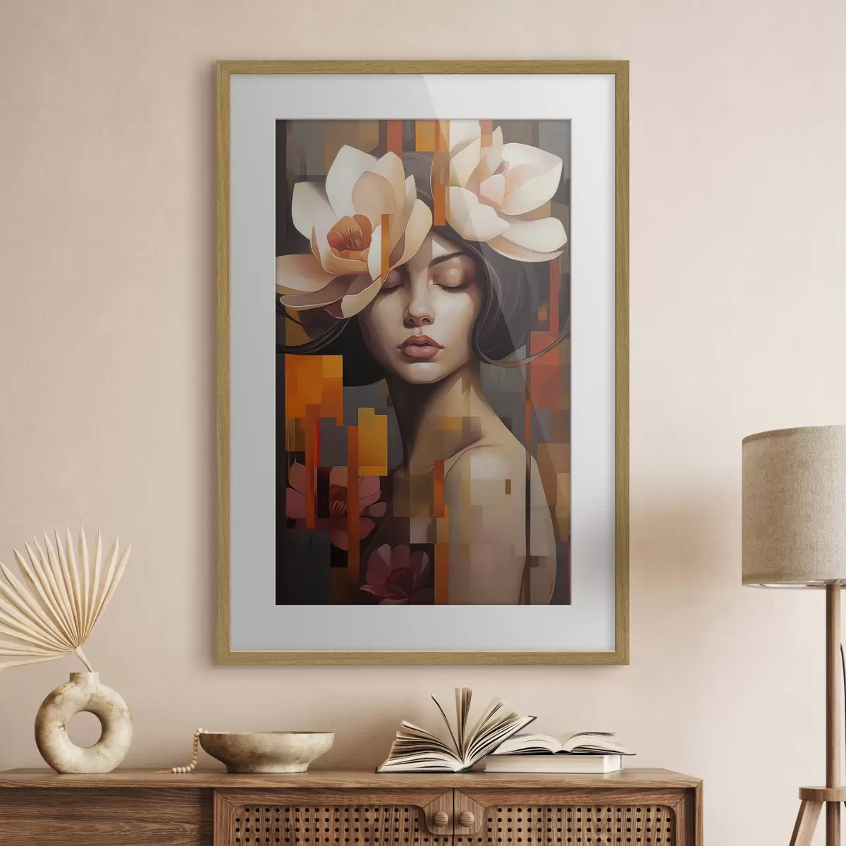 Poster Femme avec une fleur f45797