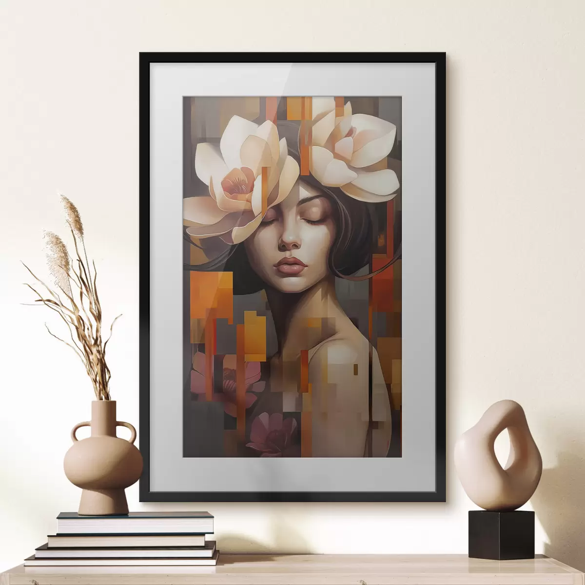 Poster Femme avec une fleur f45797