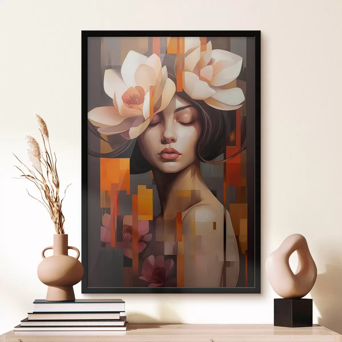 Poster Femme avec une fleur f45797
