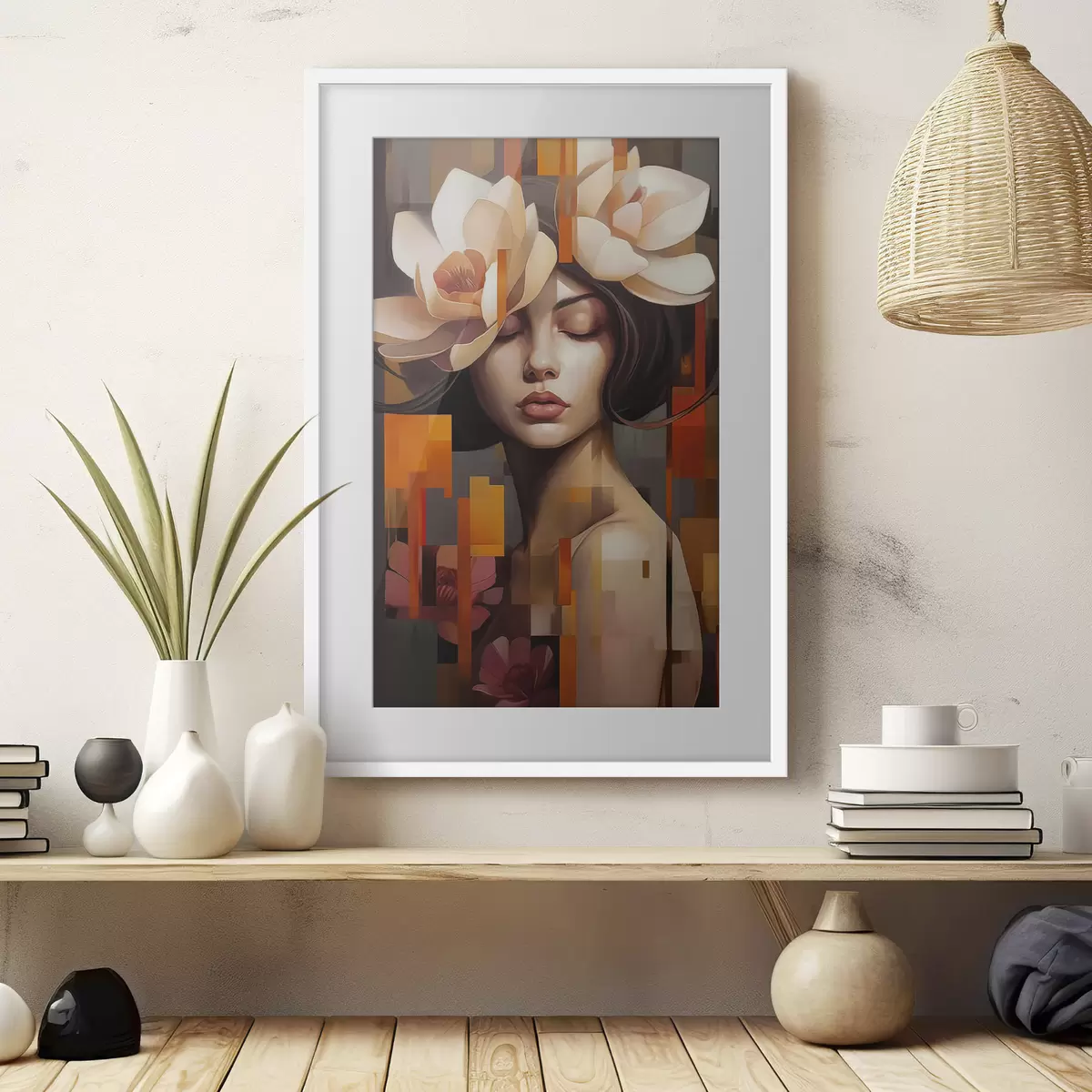Poster Femme avec une fleur f45797