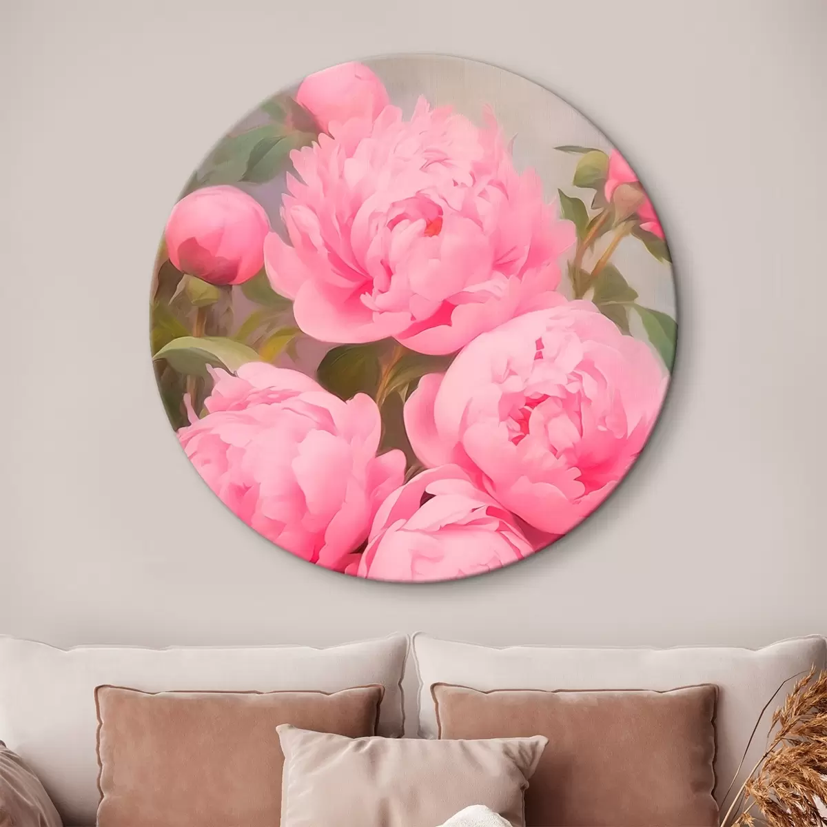 Tableaux rondes Pivoines roses r45784