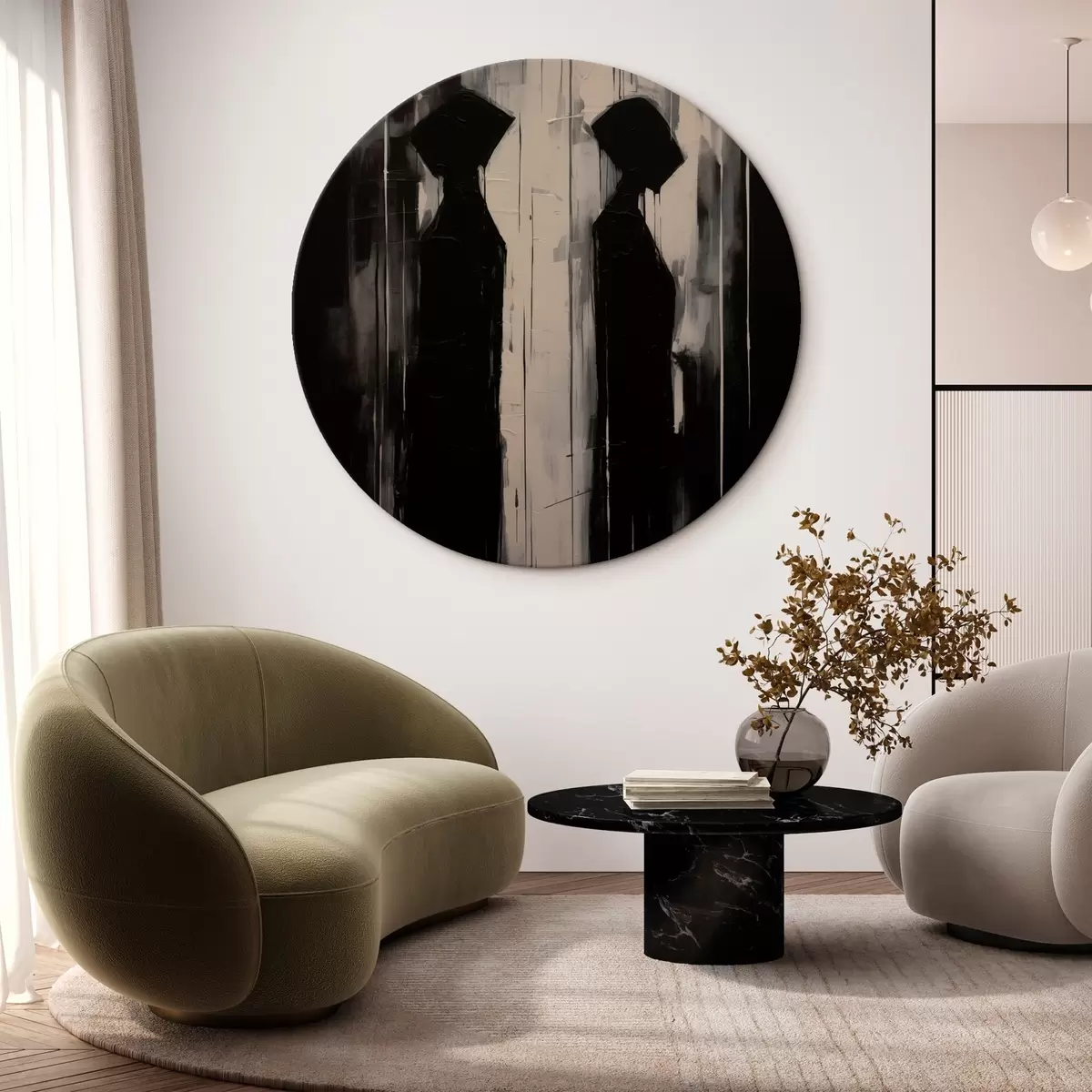 Tableaux rondes Deux silhouettes r45788