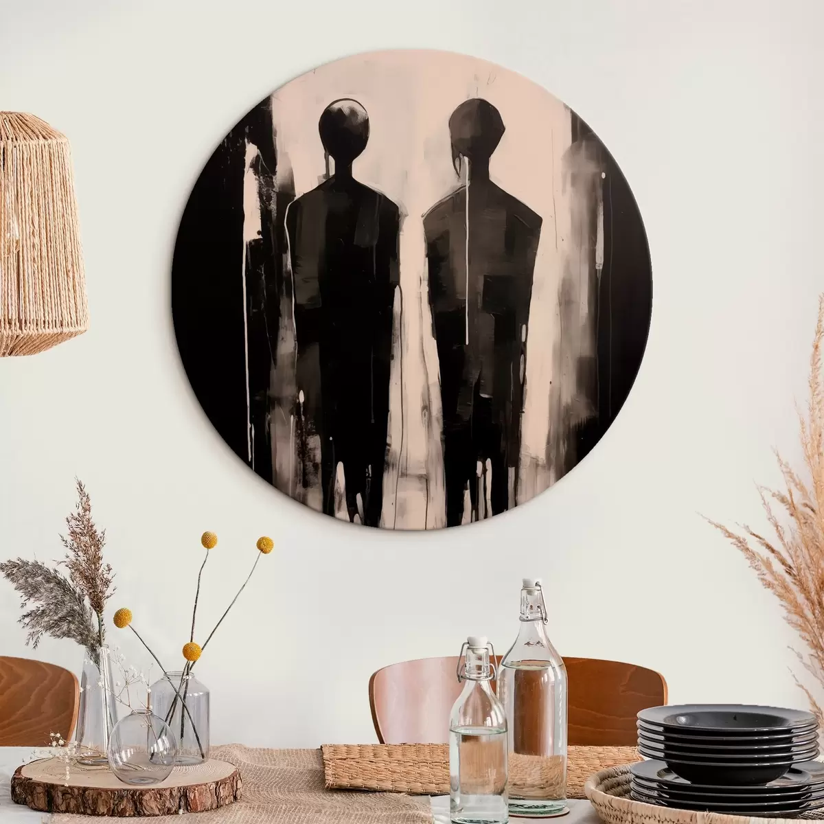 Tableaux rondes Deux silhouettes r45789