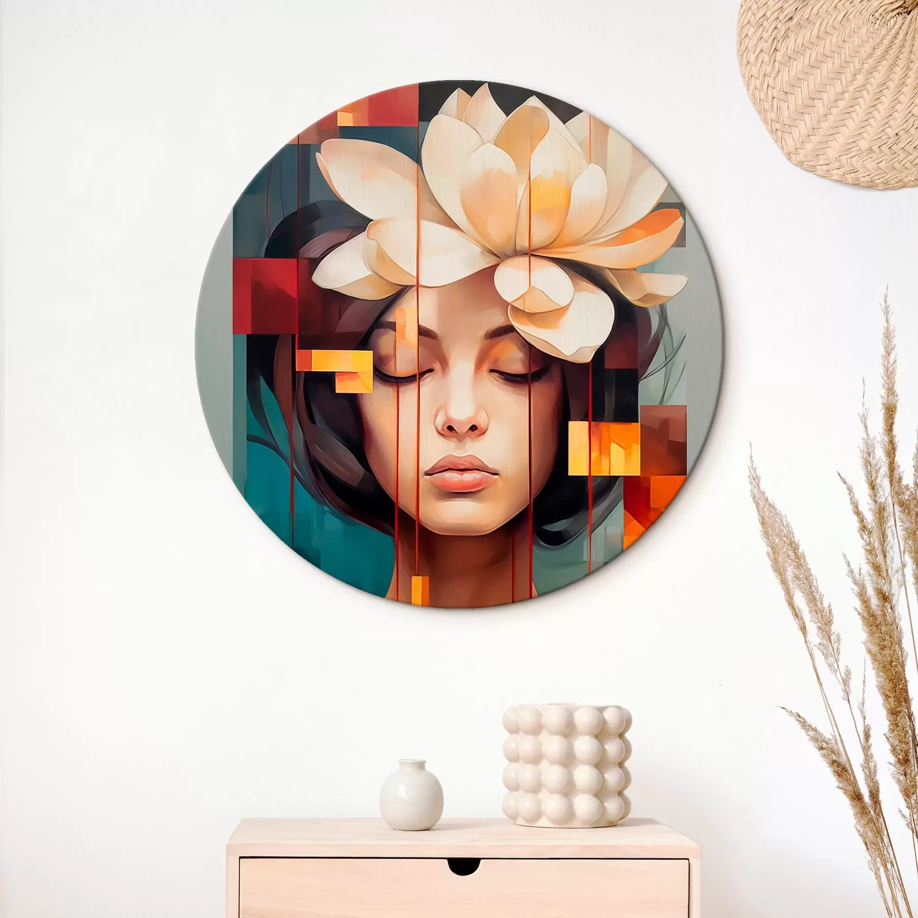 Tableau Femme avec une fleur r45796