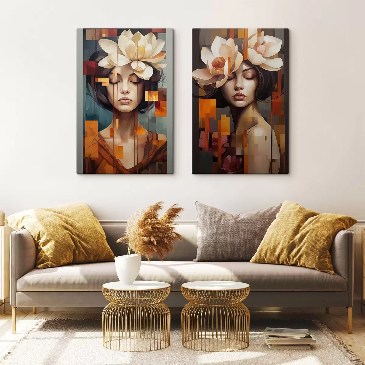 Tableau Femme avec des fleurs m00734