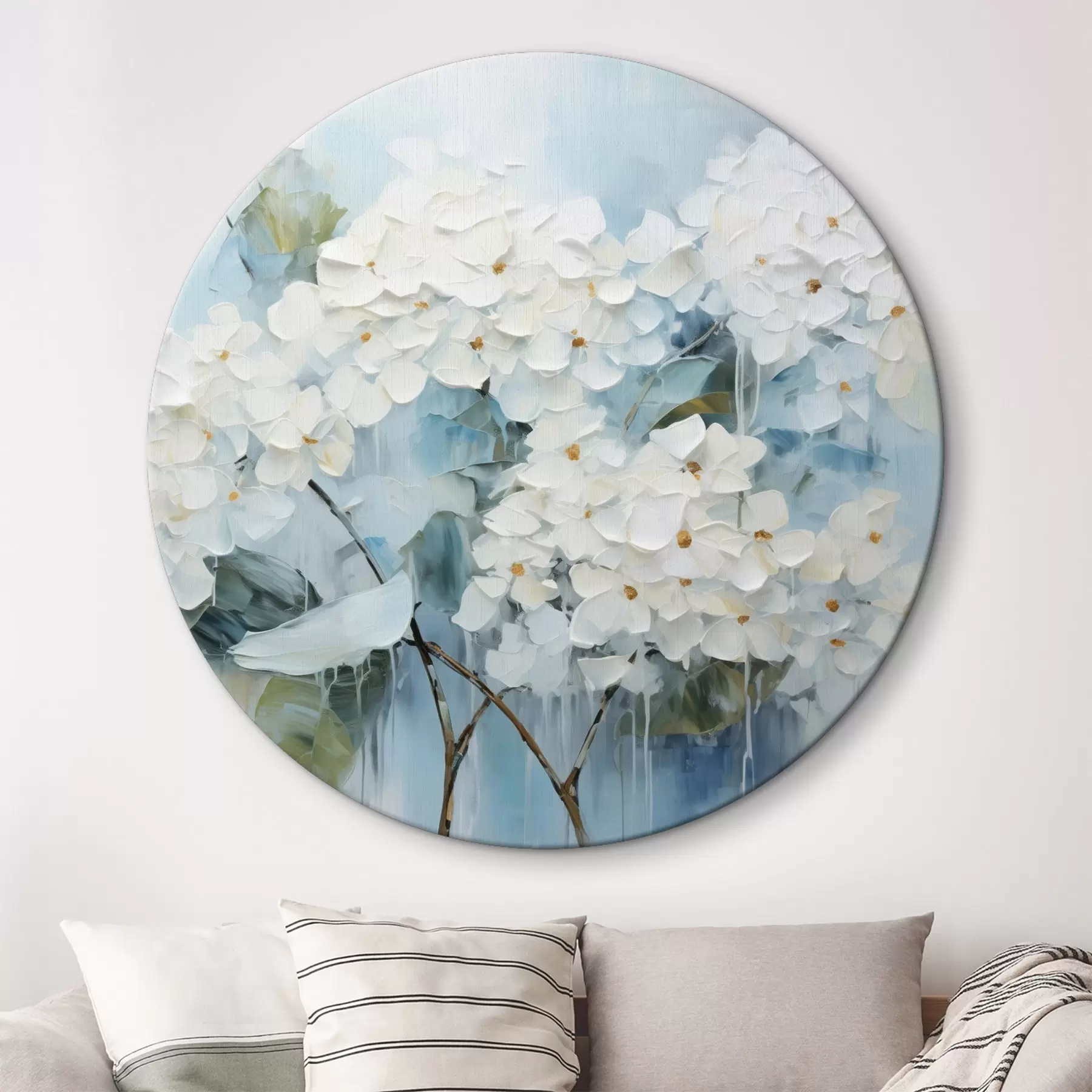 Tableau Hortensias blancs en fleurs dans le style de la peinture à l'huile r45051