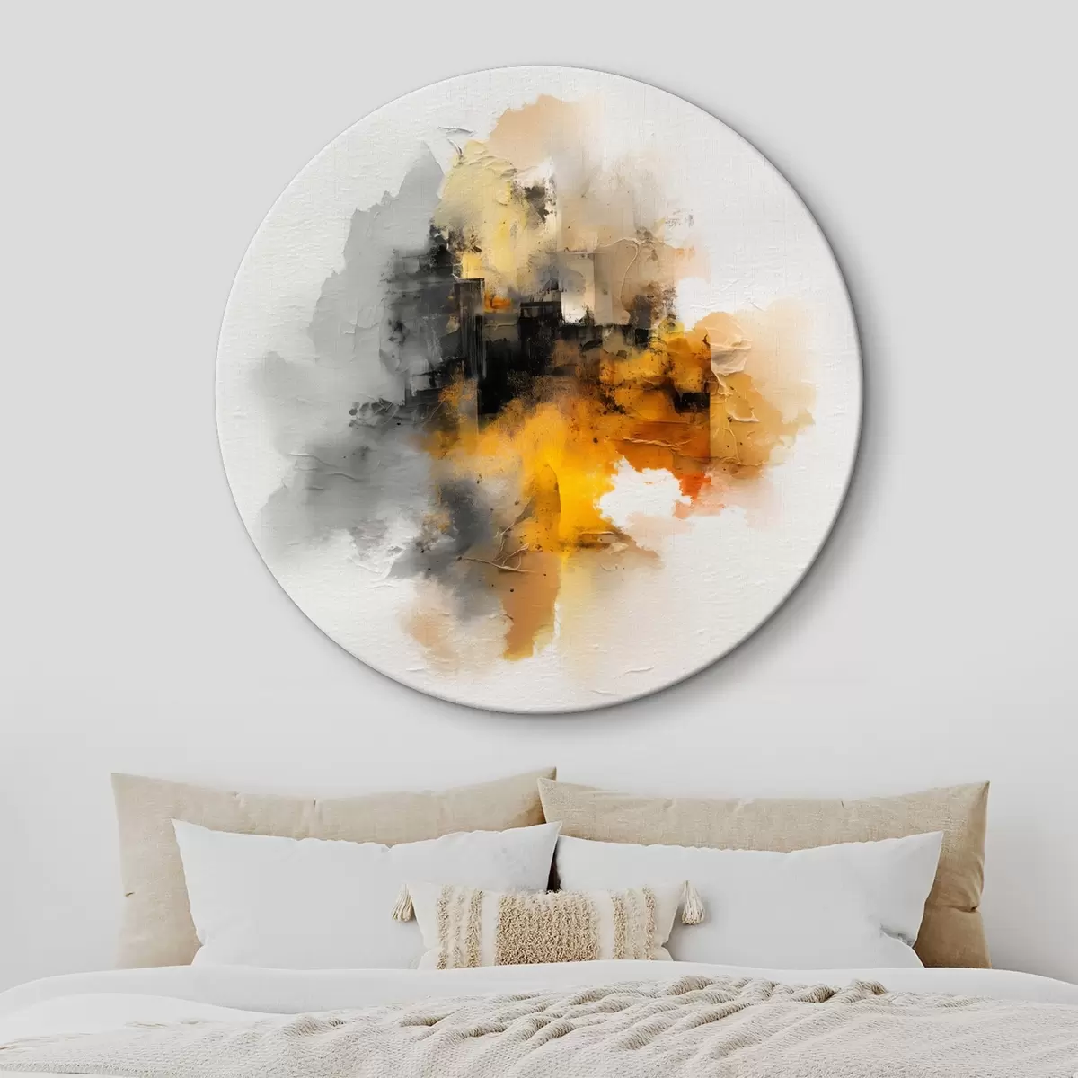 Tableaux rondes Composition abstraite dans les tons orange et gris avec texture r45238