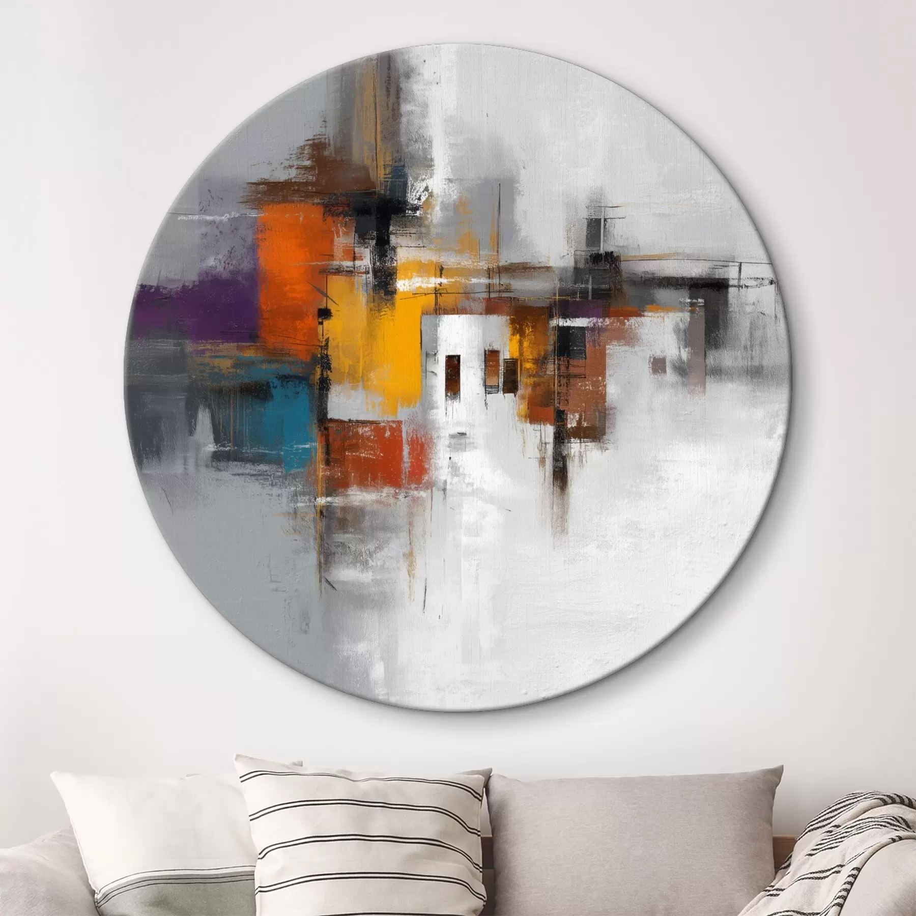 Tableau Abstraction colorée avec motifs géométriques r45239