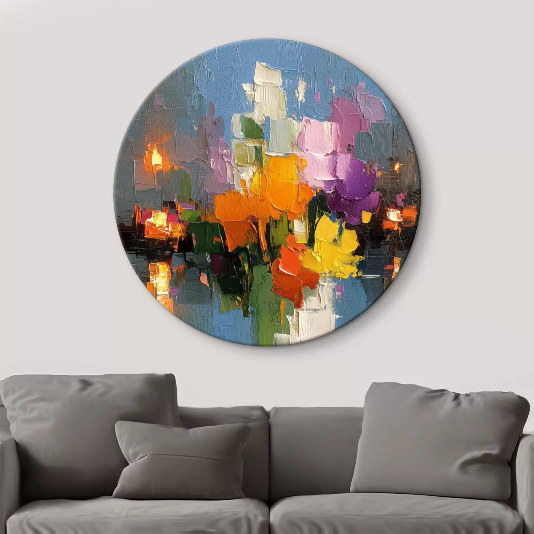 Tableau Abstraction urbaine : réflexion de la lumière dans l'eau r45243
