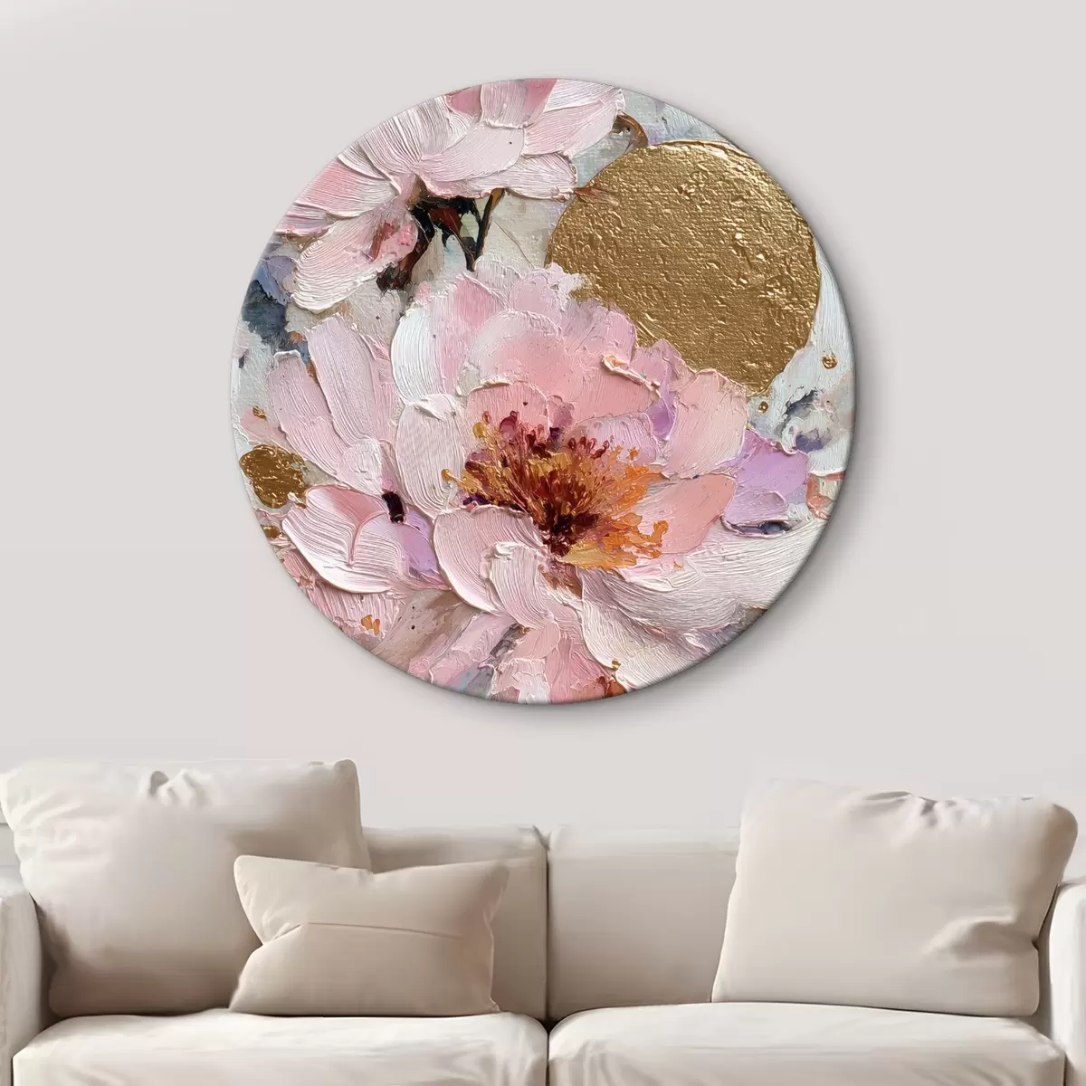 Tableaux rondes Composition florale : fleurs abstraites r45250