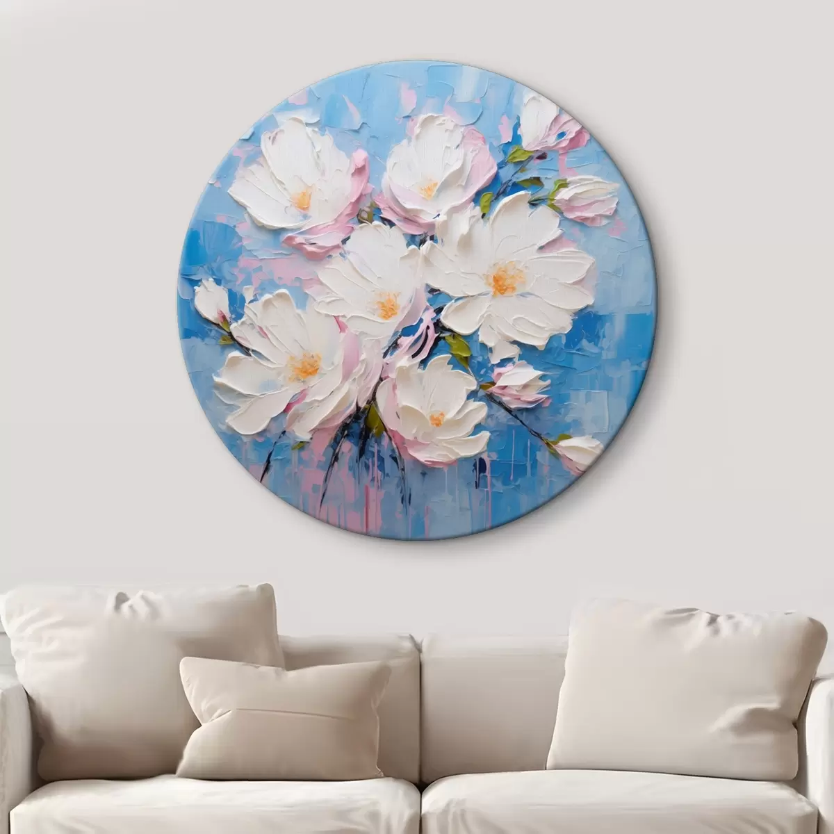 Tableaux rondes Fleurs volumineuses : composition dans le style de la peinture à l'huile r45537
