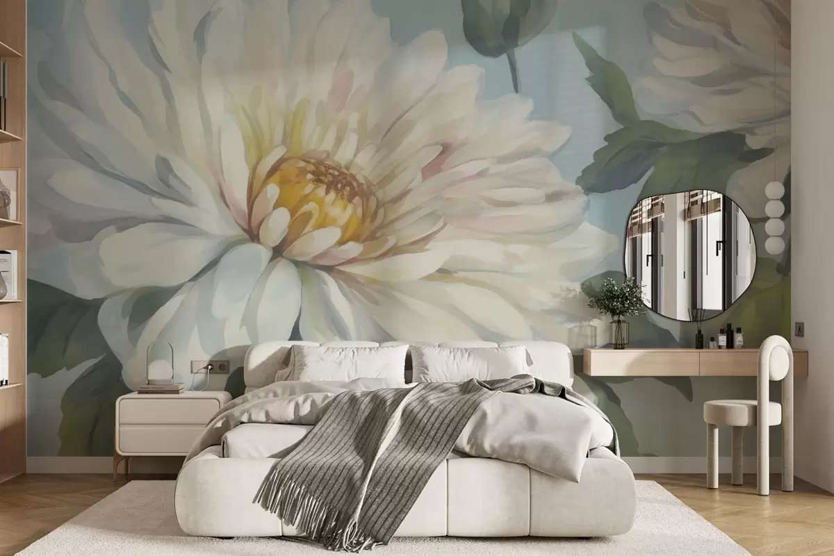 Papier peint Peinture imitant une fleur de chrysanthème w04530