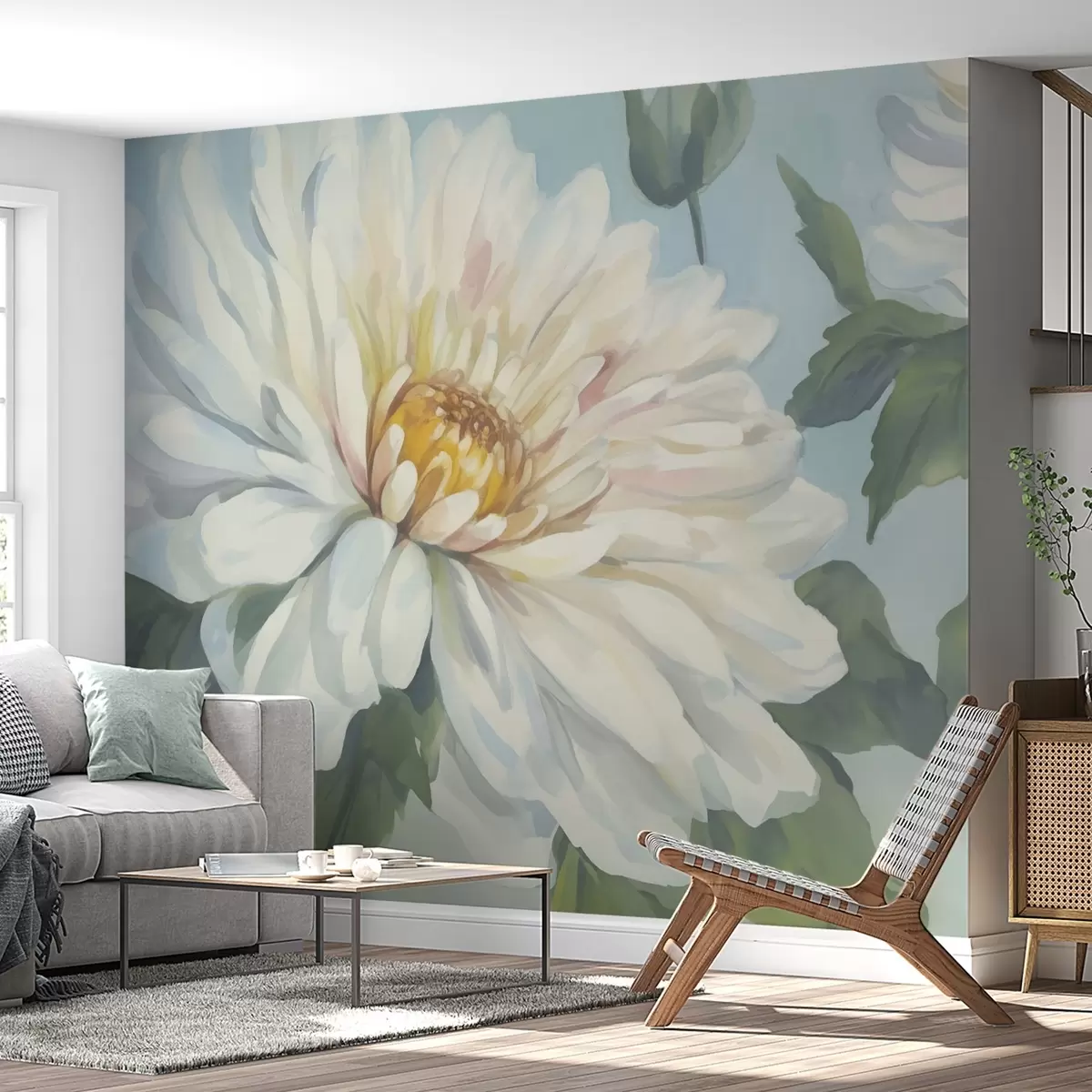 Papier peint Peinture imitant une fleur de chrysanthème w04530