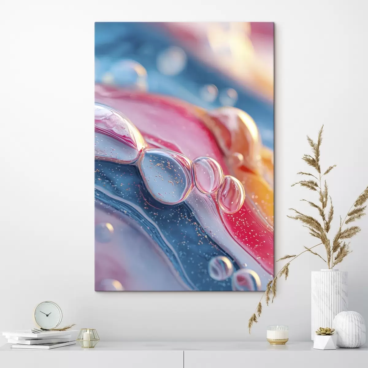 Tableau vagues multicolores avec des bulles s45705