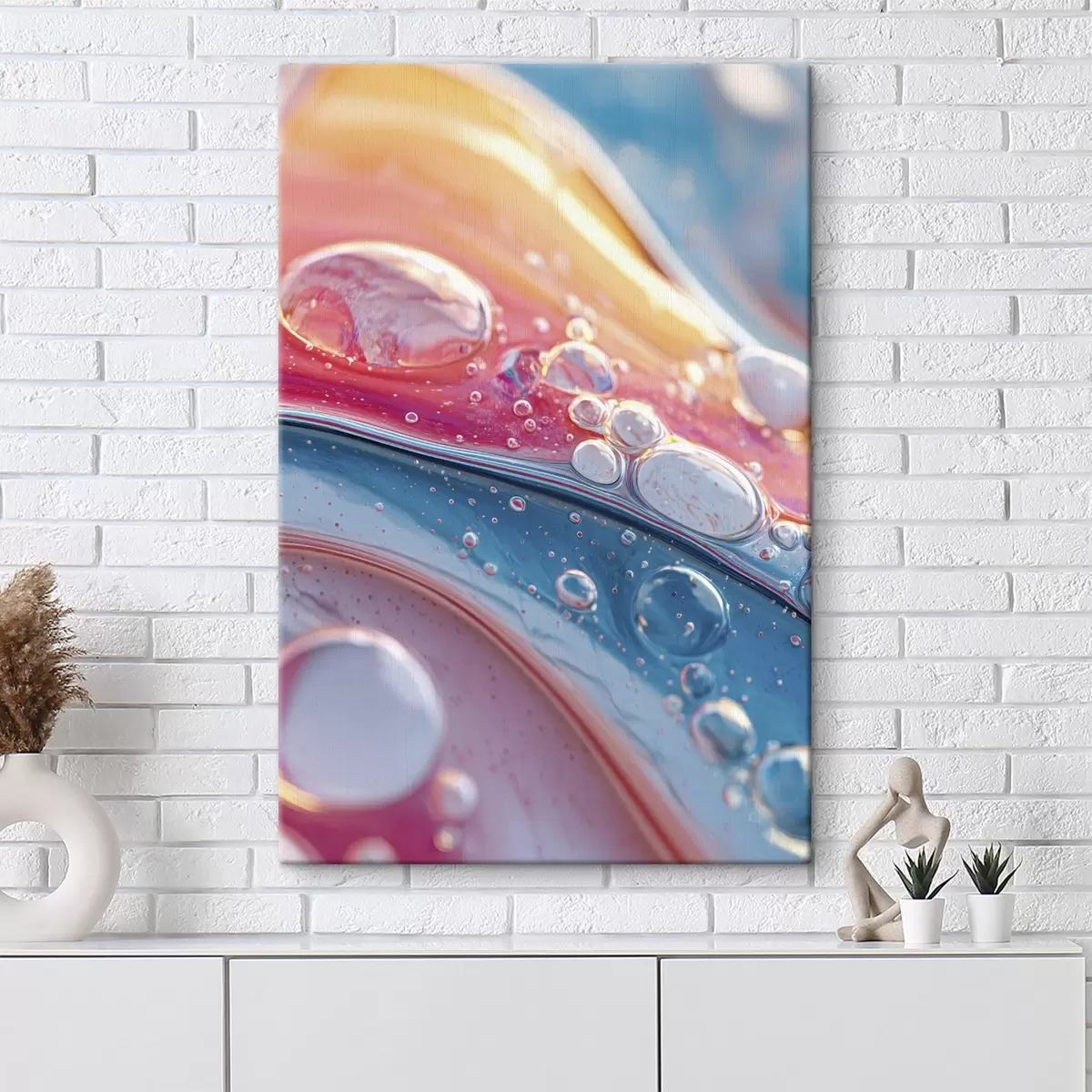 Tableau vagues multicolores avec des bulles s45707