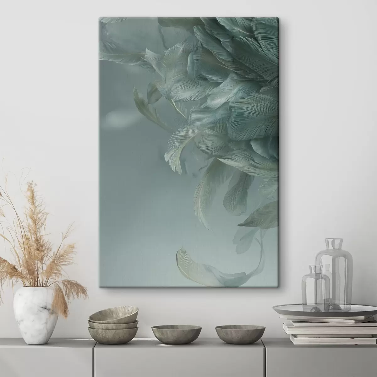 Tableau plumes aux couleurs marines s45708