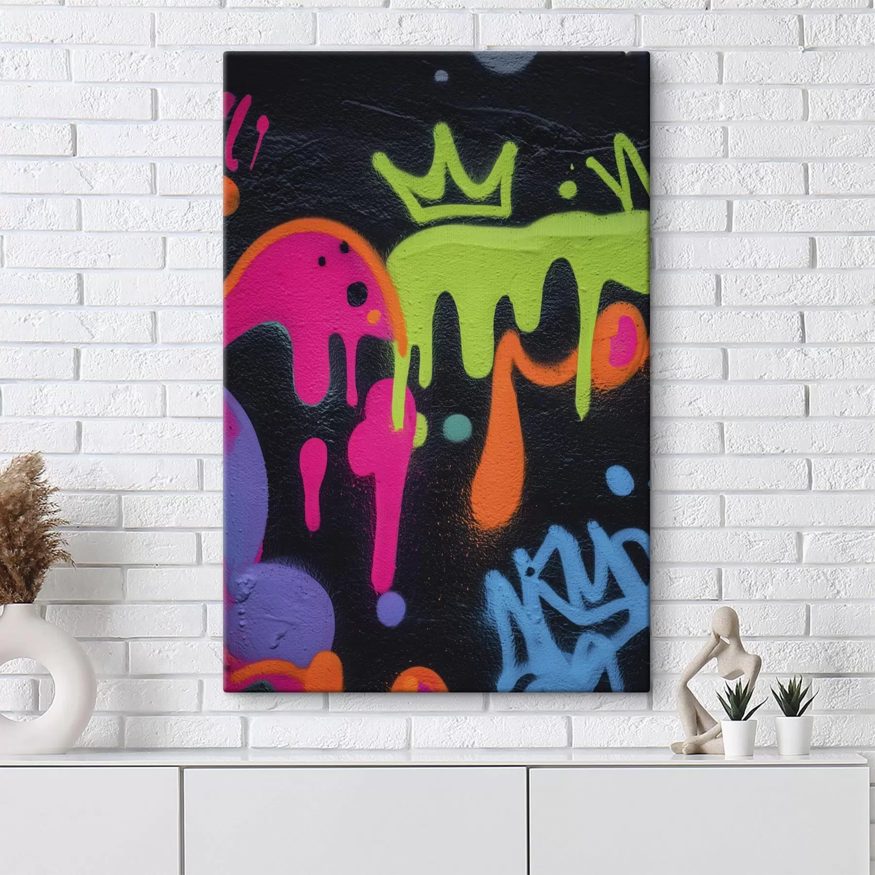 Tableau graffiti lumineux sur fond sombre s45716