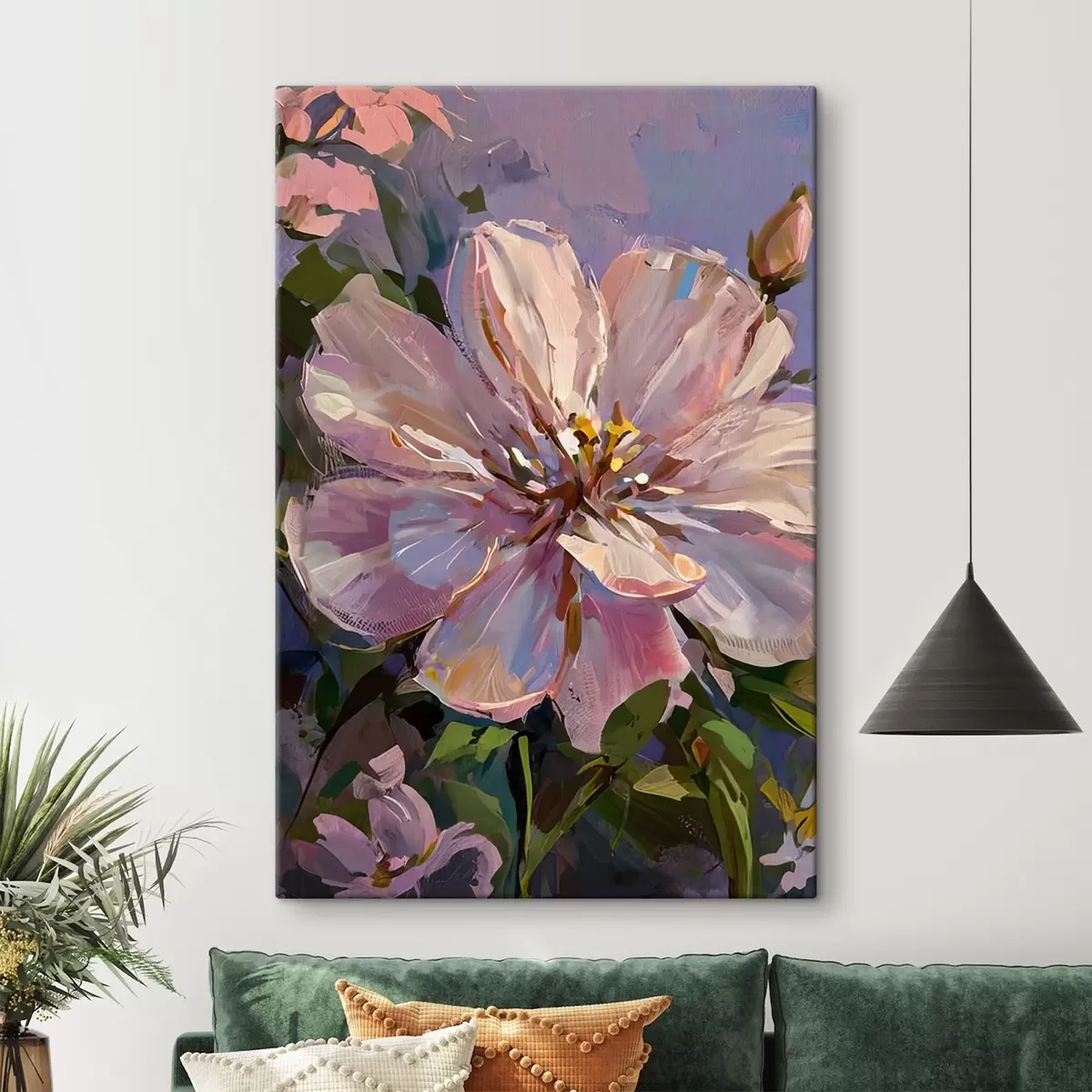 Tableau fleurs roses dans le style de la peinture à l'huile s45723