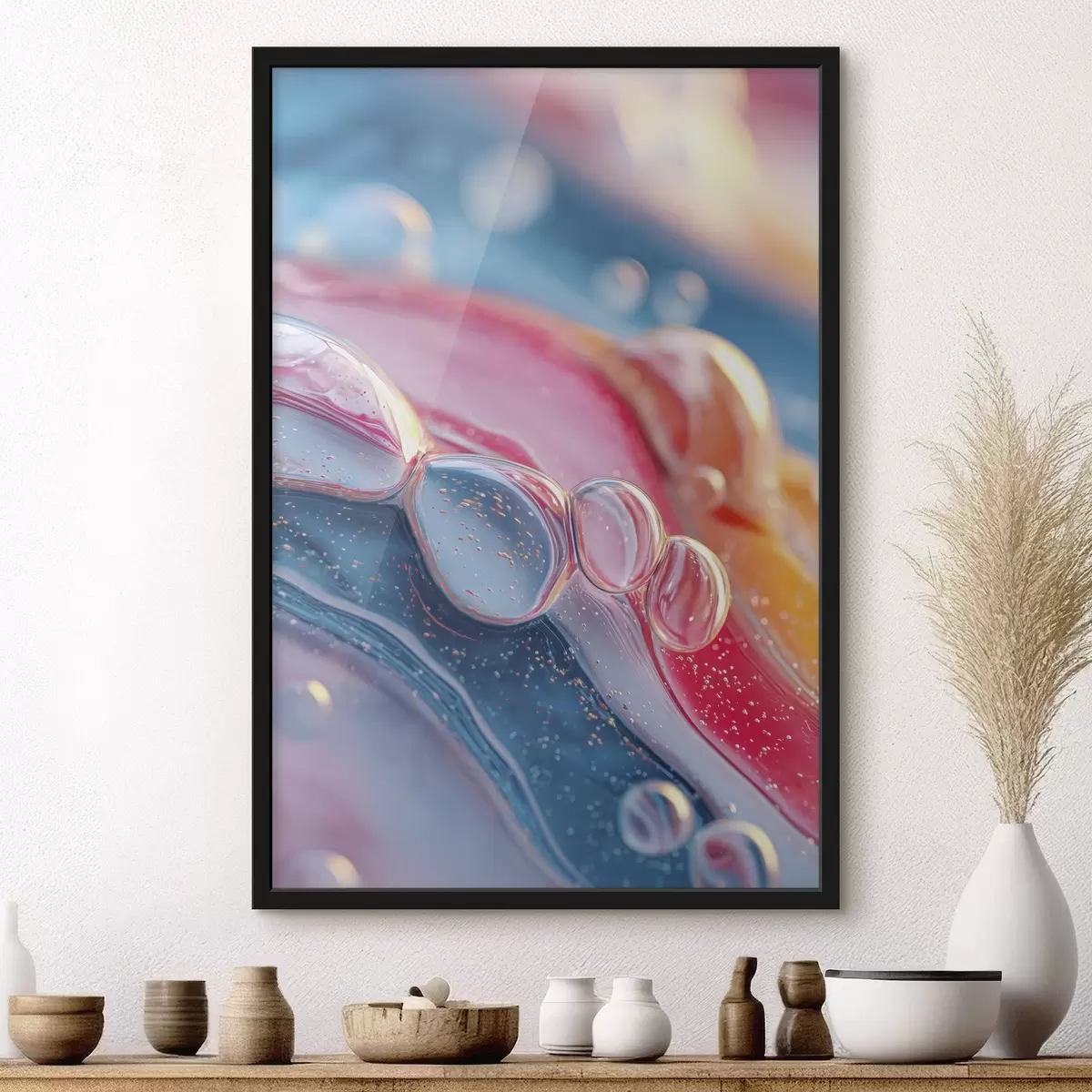 Poster vagues multicolores avec des bulles f45705