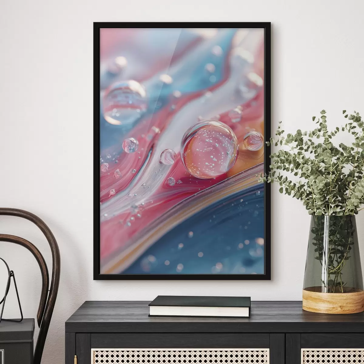 Poster vagues multicolores avec des bulles f45706