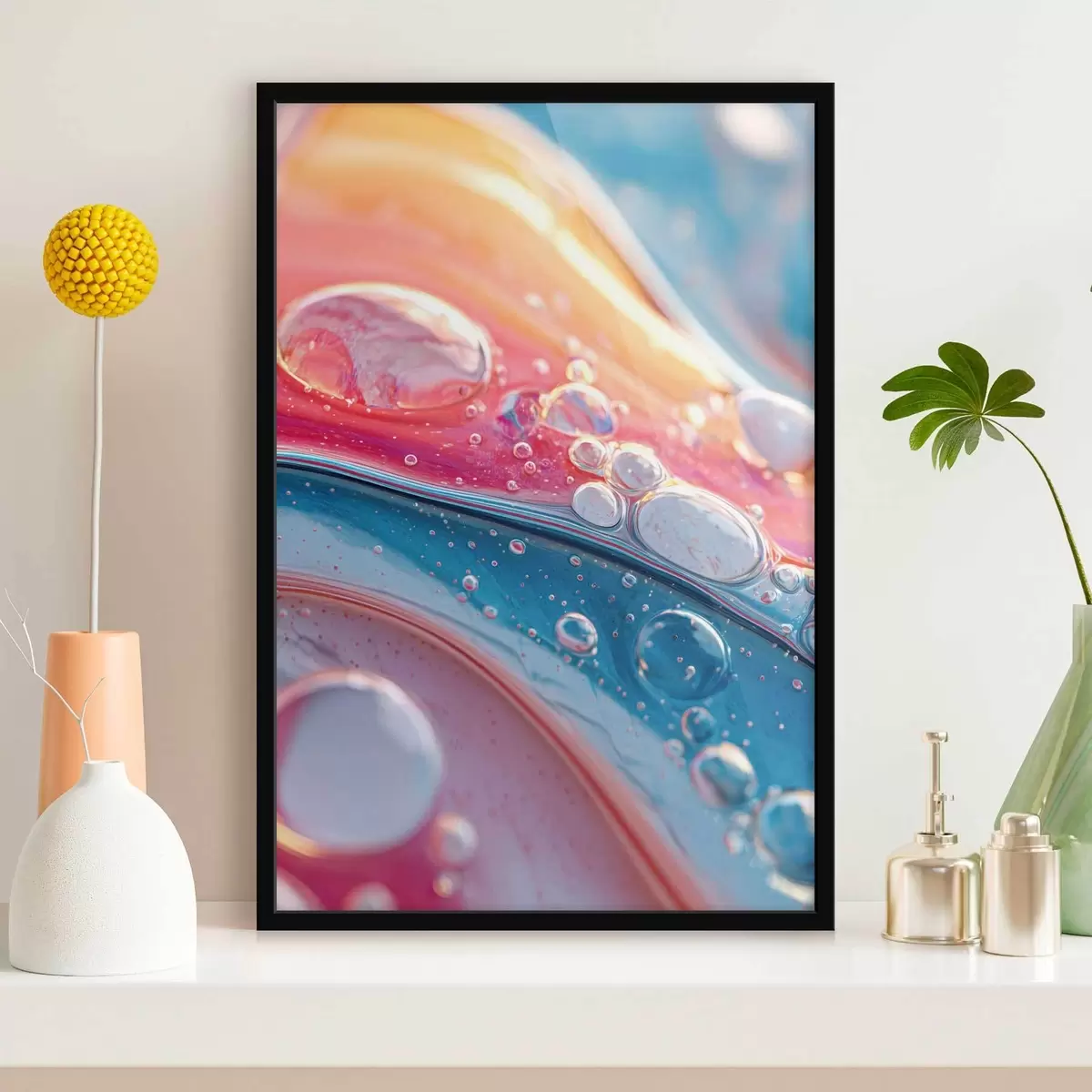 Poster vagues multicolores avec des bulles f45707
