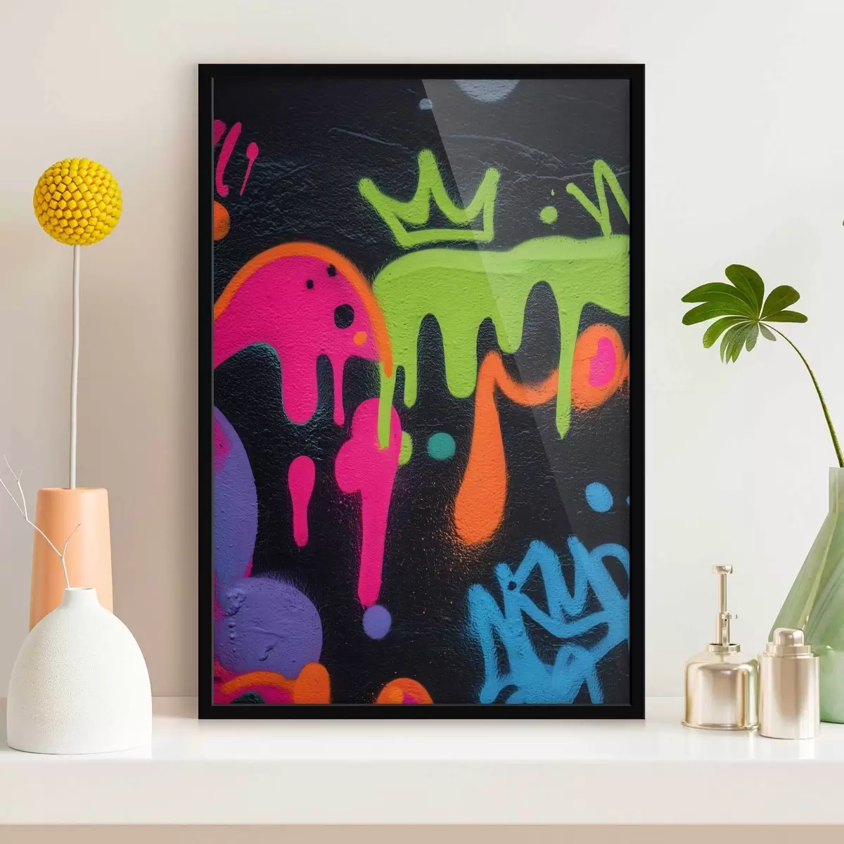 Poster graffiti lumineux sur fond sombre f45716
