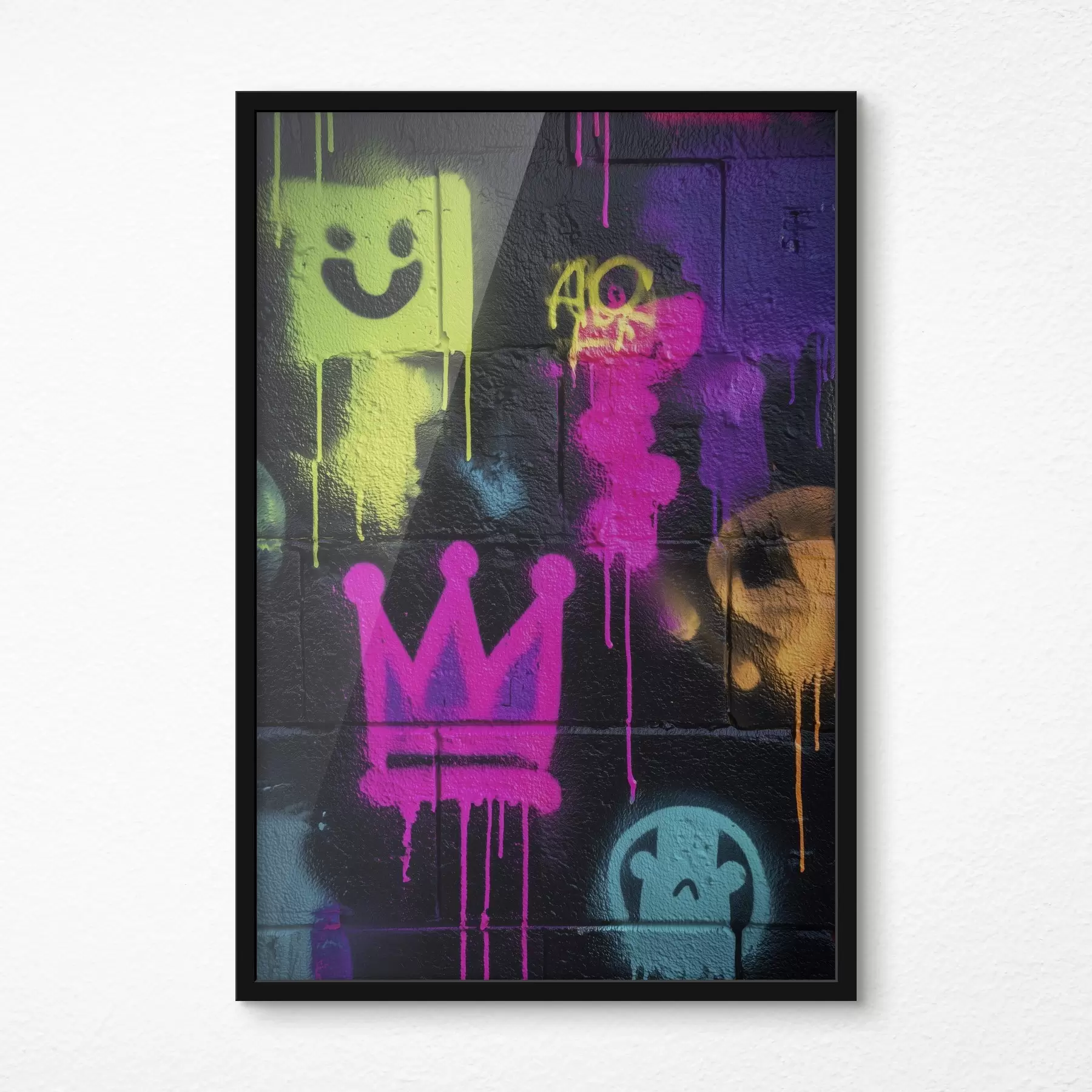 Papier peint graffiti lumineux sur fond sombre f45717