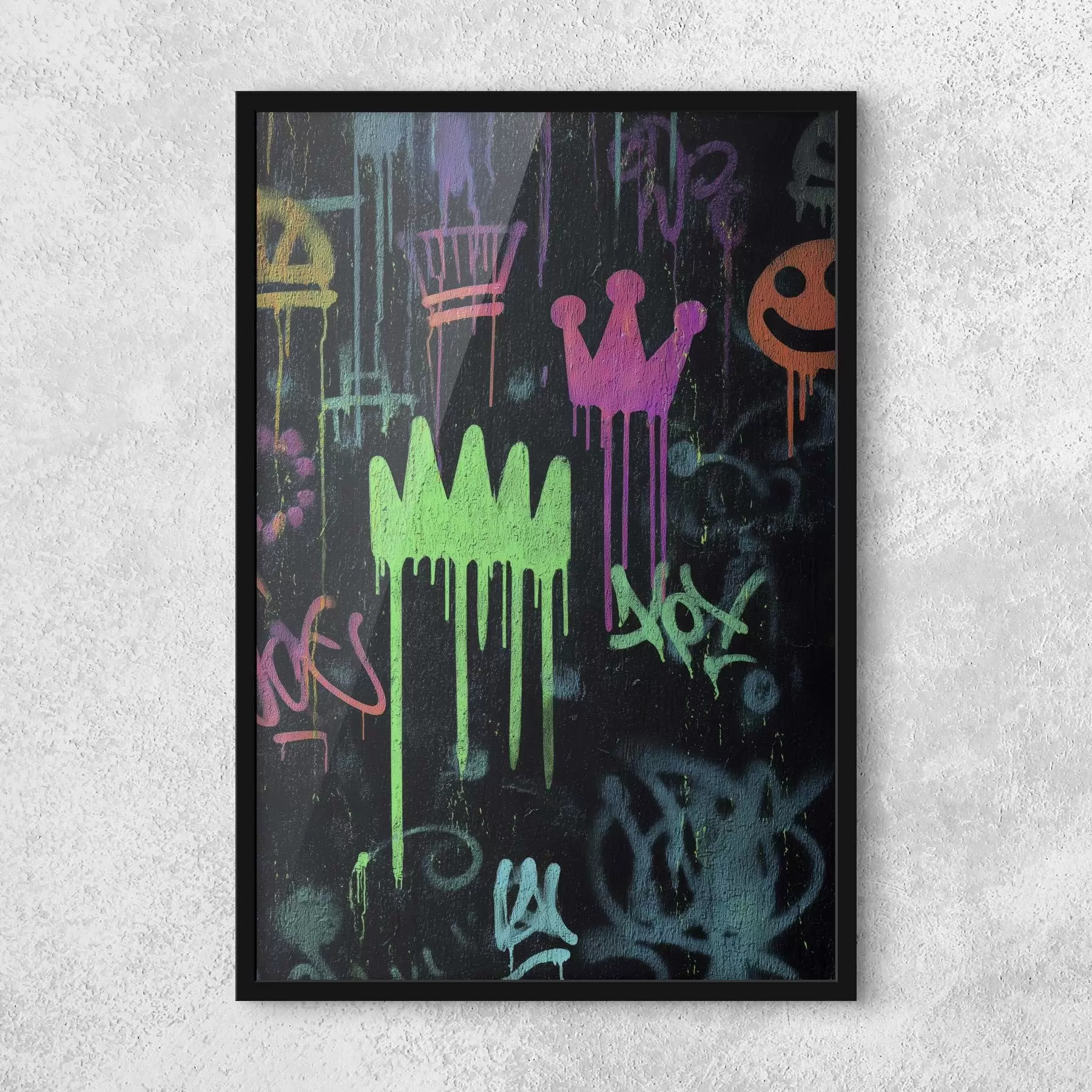 Papier peint graffiti lumineux sur fond sombre f45718