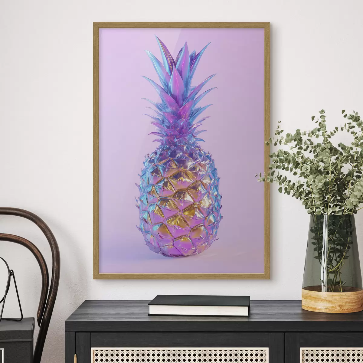 Poster ananas brillant et éclatant dans un style pop art f45727