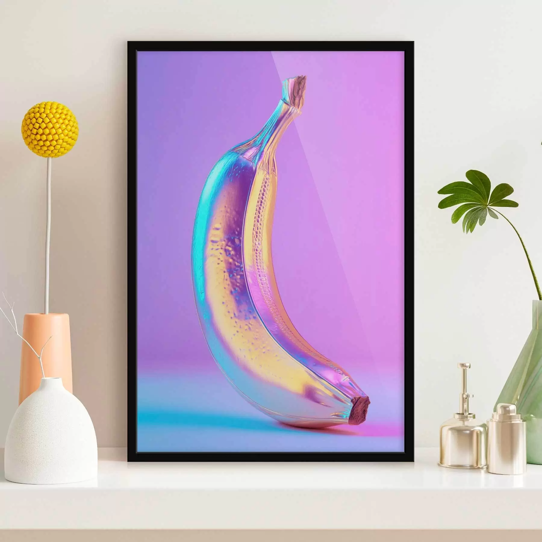 Papier peint banane brillante et éclatante dans un style pop art f45728